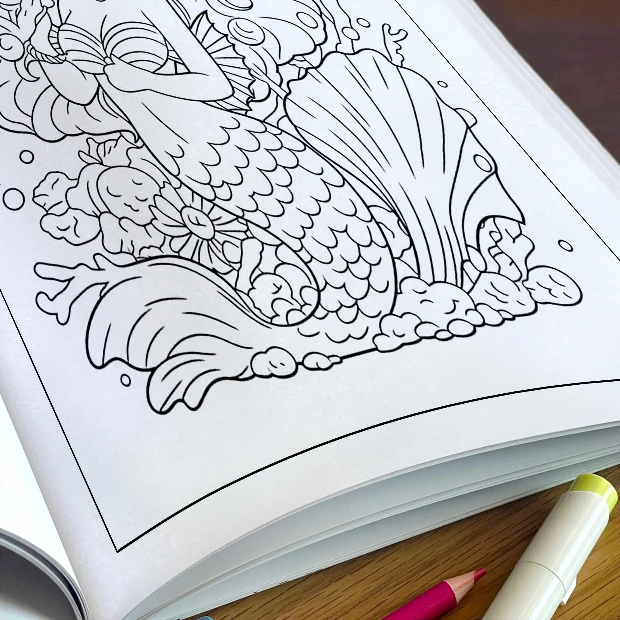 Kawaii Mermaid Magic Coloring Pages – 48 Pages – Cute Ocean, Mermaid, and Sea Life Designs – For Kids - image 5
