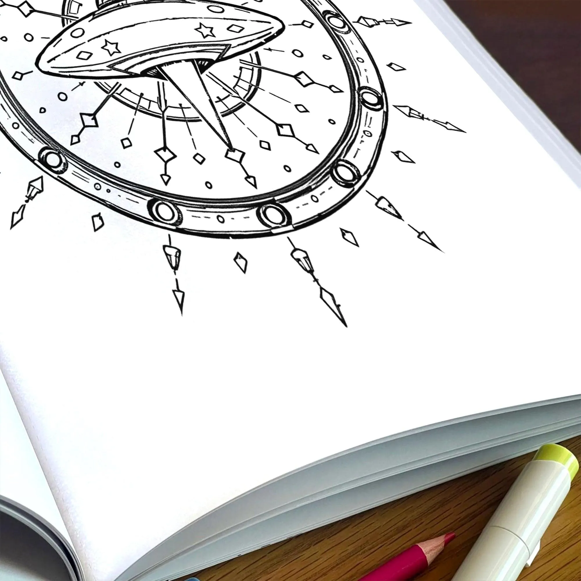 Galactic Mandalas – Mandala Coloring Pages – 48 Pages – UFOs, Aliens, Meteors & Cosmic Symbols – For Adults - image 5