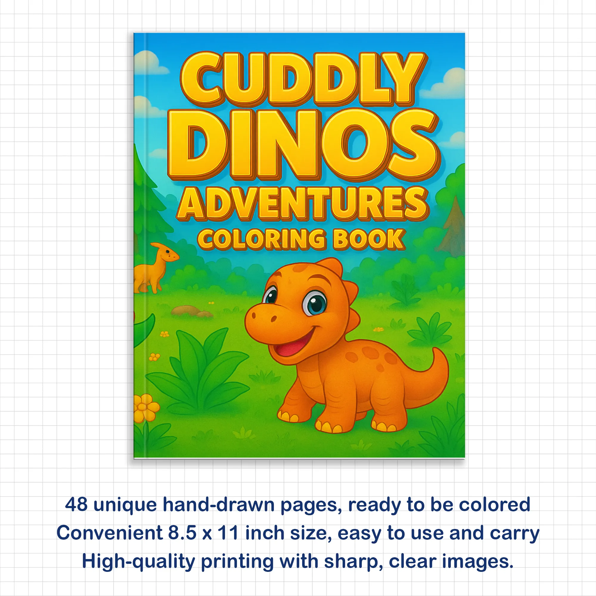 Cuddly Dinos Adventures – Dinosaur Coloring Pages – 48 Pages – Cute, Easy, Playful Fun – For Kids - image 2