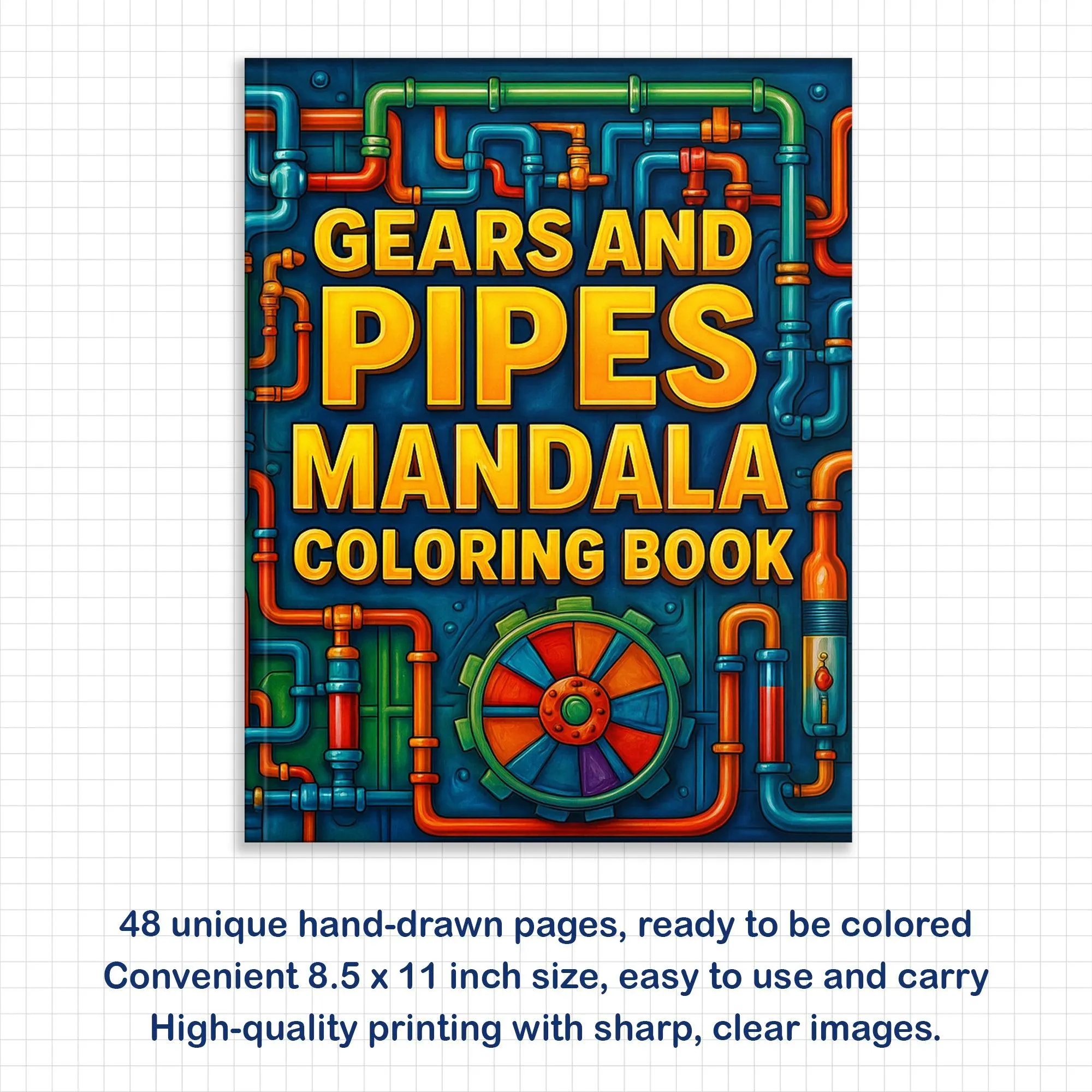 Gears and Pipes Mandala Coloring Pages – 48 Steampunk Machine Patterns for Adults - image 4