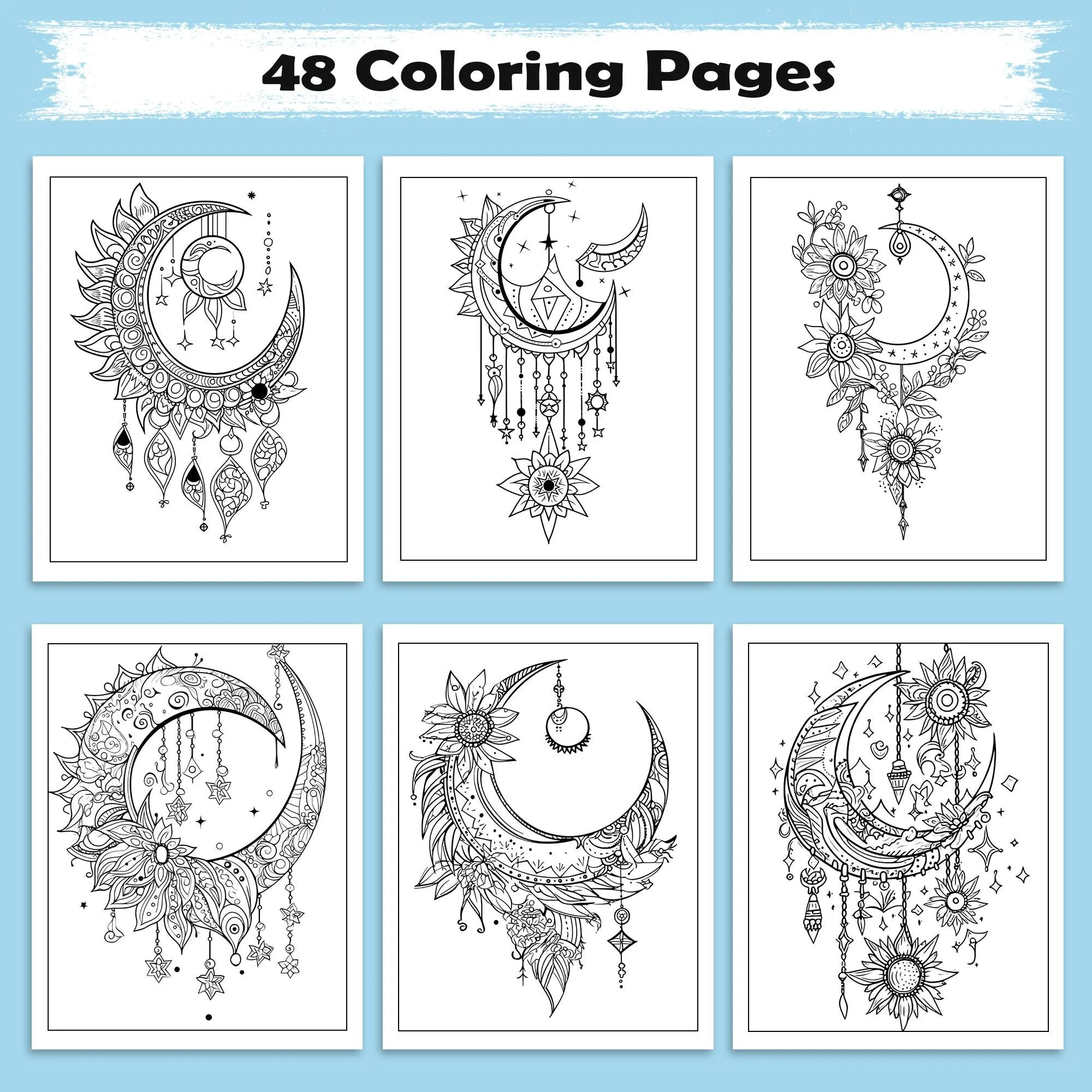 Starlit Zodiac Dreams Coloring Pages – 48 Pages – Moon, Stars & Horoscope Symbols for Adults - image 2