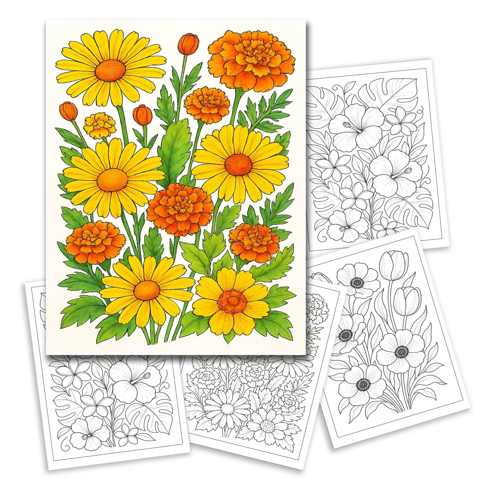 Sunshine Garden Flowers Coloring Pages – 48 Cheerful Floral Designs - image 2