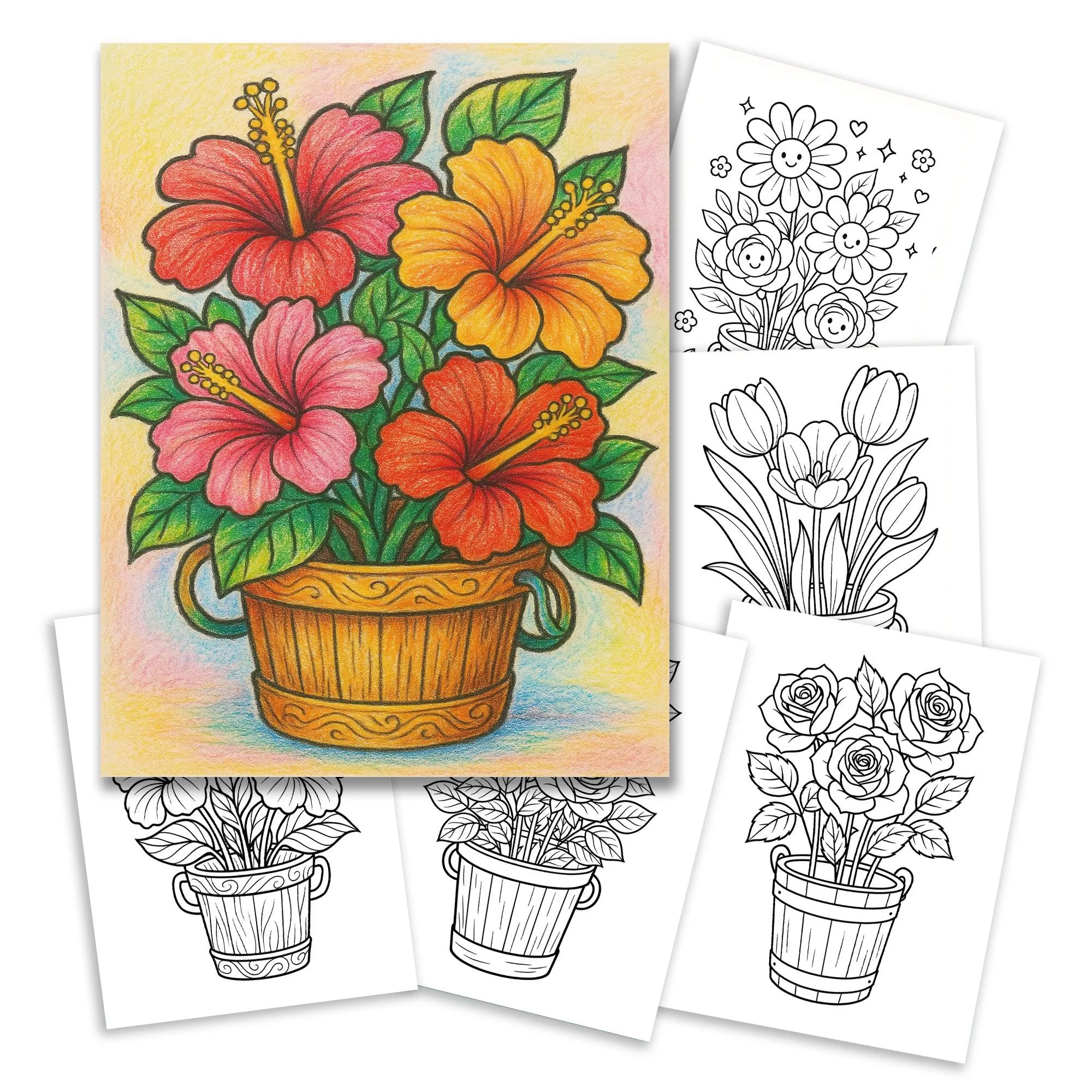 Flower Garden Coloring Book - A Relaxing Flower 48 Coloring Pages - image 2