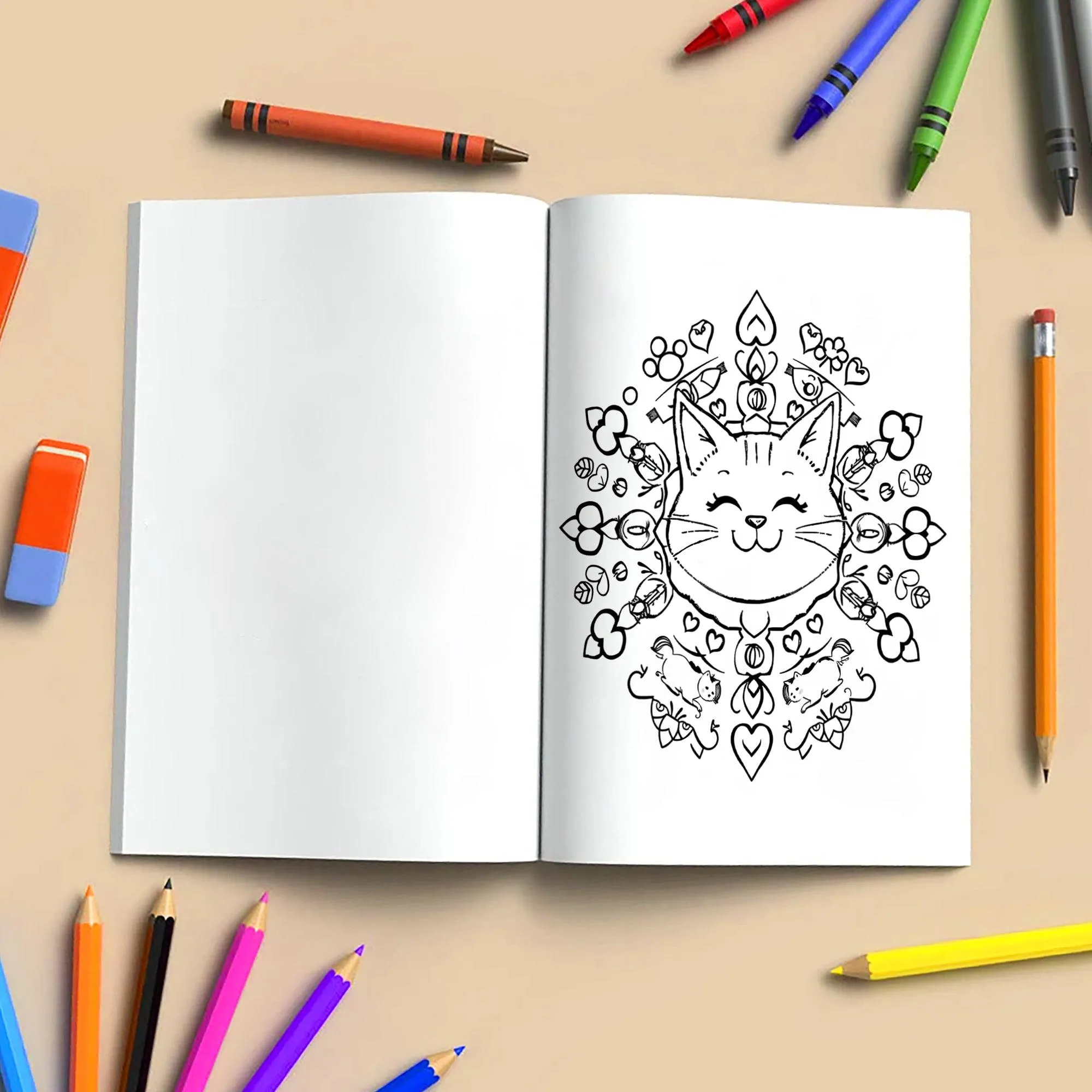 Whimsy Object Mandalas – Mandala Coloring Pages – 48 Pages – Donuts, Teacups, Cats & Cute Surprises – For All Ages - image 4