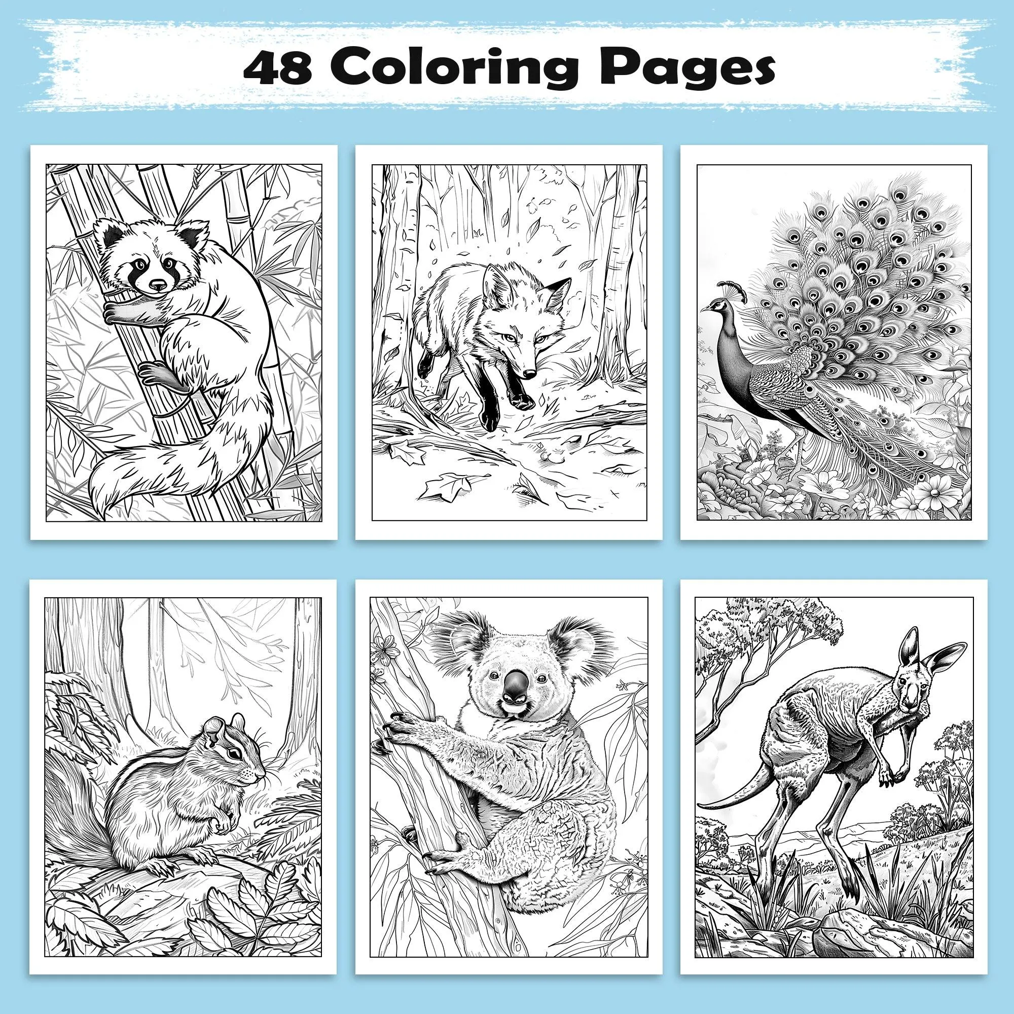 Wild Safari Adventure – Animal Coloring Pages – 48 Pages – African Wildlife, Jungle Animals – For Kids - image 3