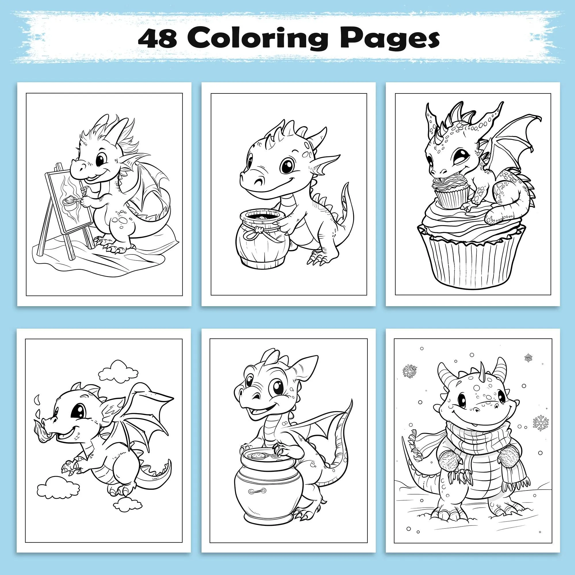 Kawaii Dinosaur World – Cute Dino Adventure Coloring Pages – 48 Pages – Magical, Fun, Easy to Color – For Kids - image 3