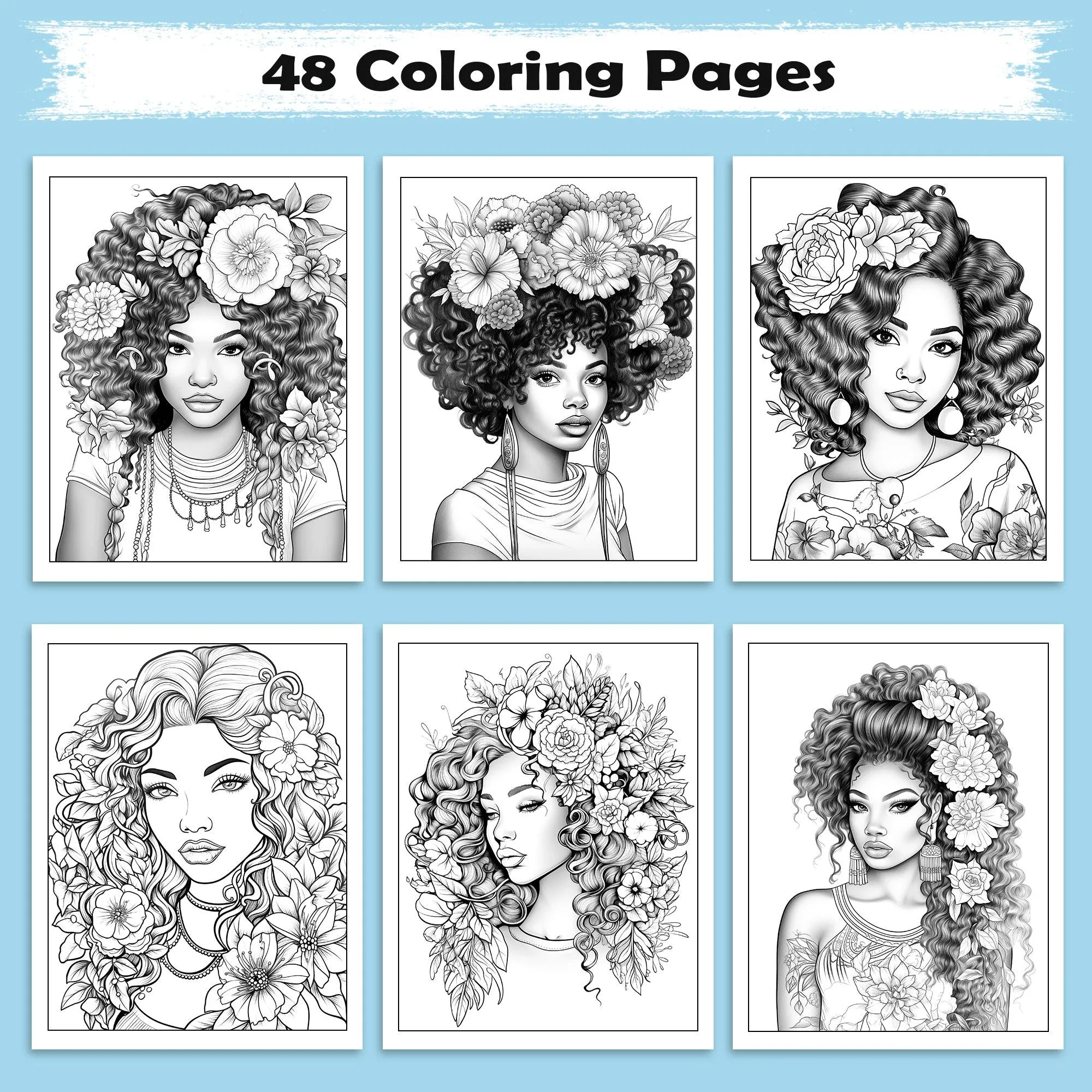 Bold & Beautiful Coloring Pages – 48 Confident Black Girl Portraits for Adults - image 2