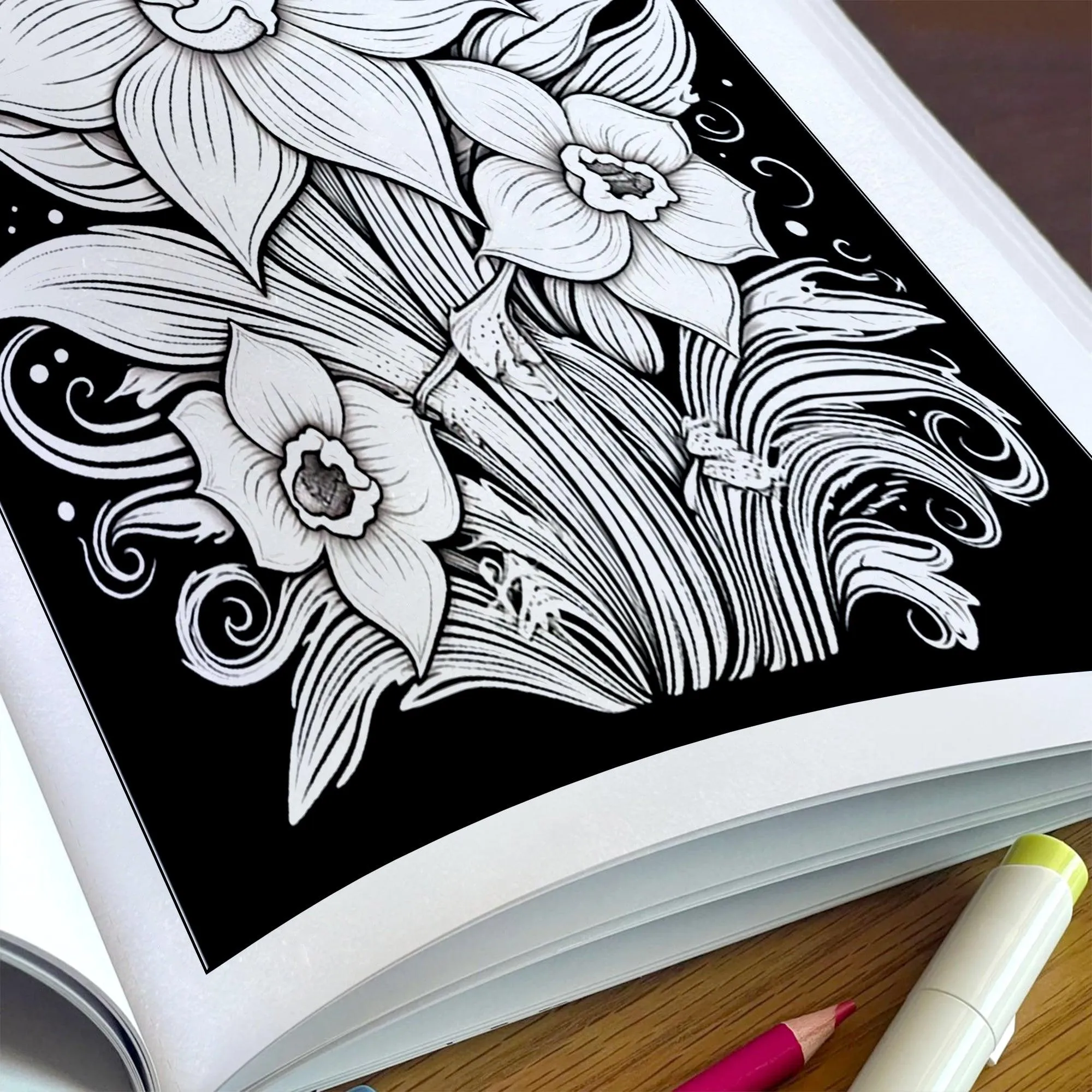 Twilight Petals Coloring Pages – 48 Elegant Night Flowers for Adults - image 5