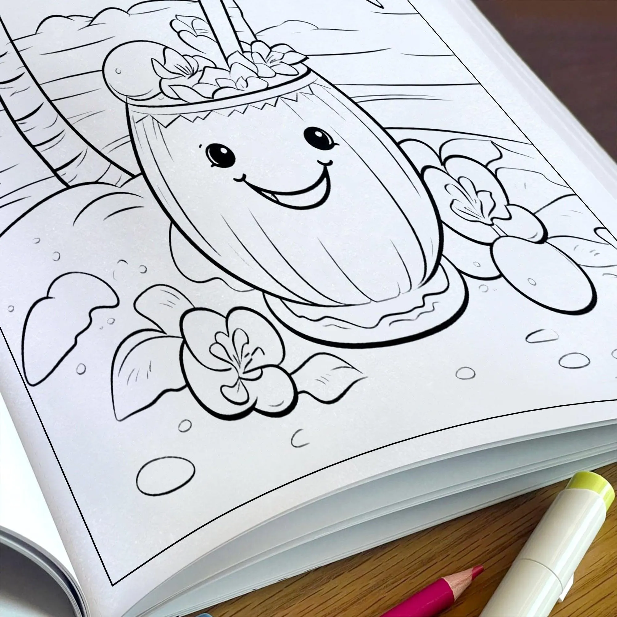Tropical Whispers of Hawaii Coloring Pages – 48 Serene Island Scenes with Flamingos, Coconuts, and Cats – For Adults - image 5