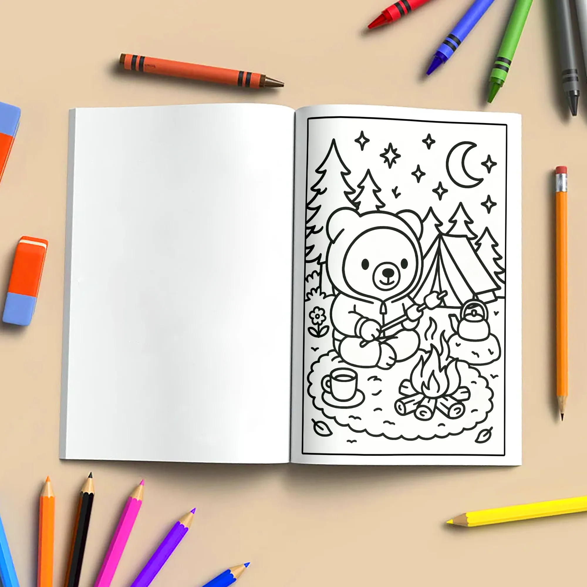 Cozy Nature Getaway Coloring Book – 48 Relaxing Outdoor Scenes with Cute Bears, Camping, Stargazing & Forest Adventures - image 5