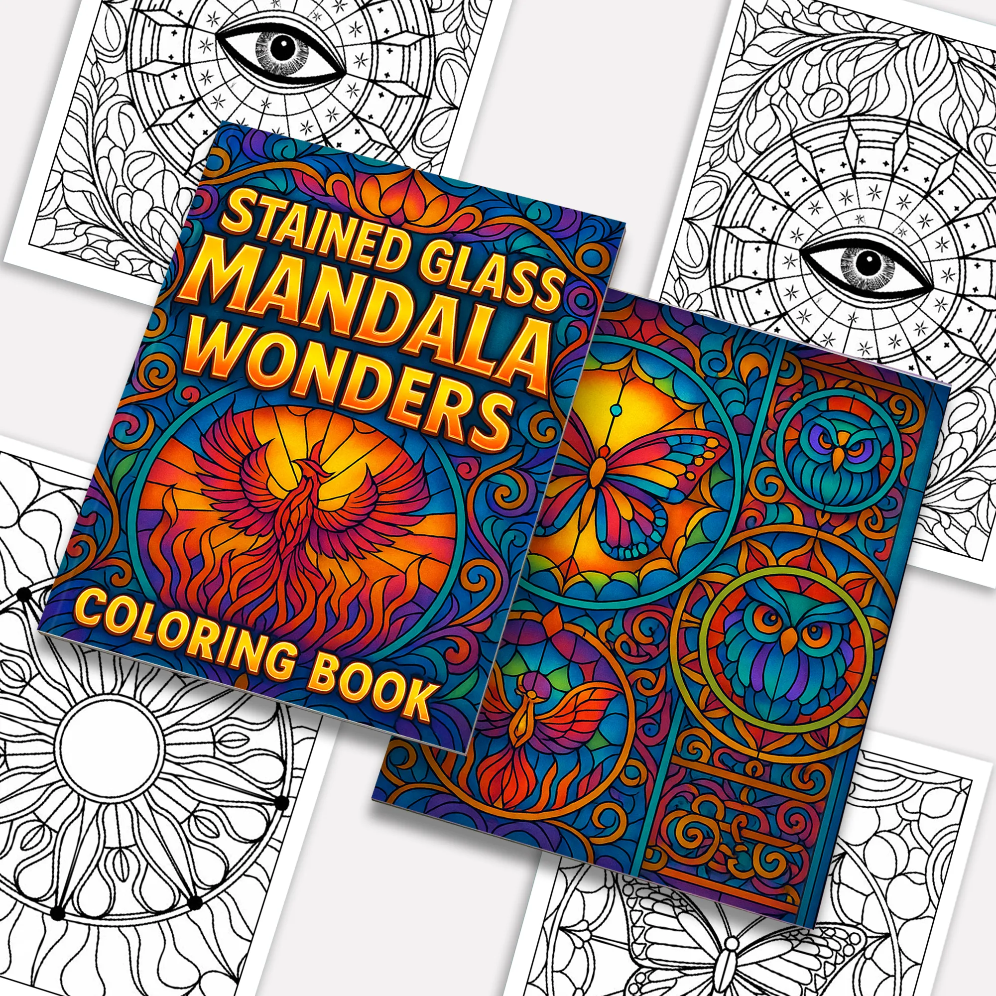 Stained Glass Mandala Wonders – Mandala Coloring Pages – 48 Pages – Bold, Intricate, Glass-Inspired Patterns – For Adults