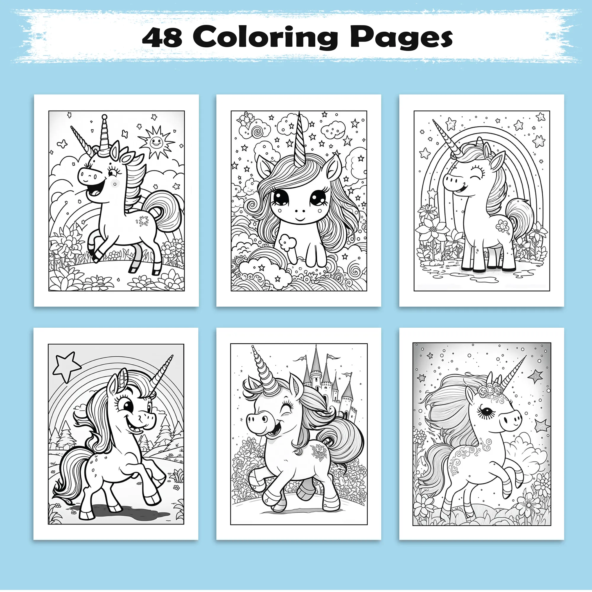 Rainbow Gallop Coloring Pages – 48 Magical Creatures & Scenes – for Kids - image 3