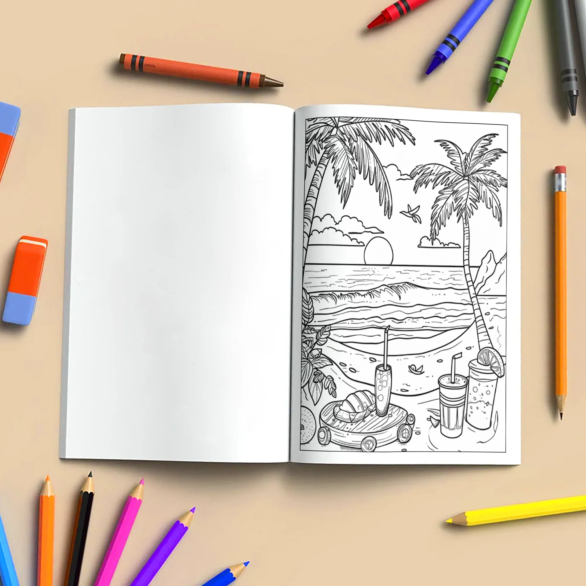 Tropical Breeze – Hawaii Coloring Pages – 48 Relaxing Beach Scenes for Adults - image 4