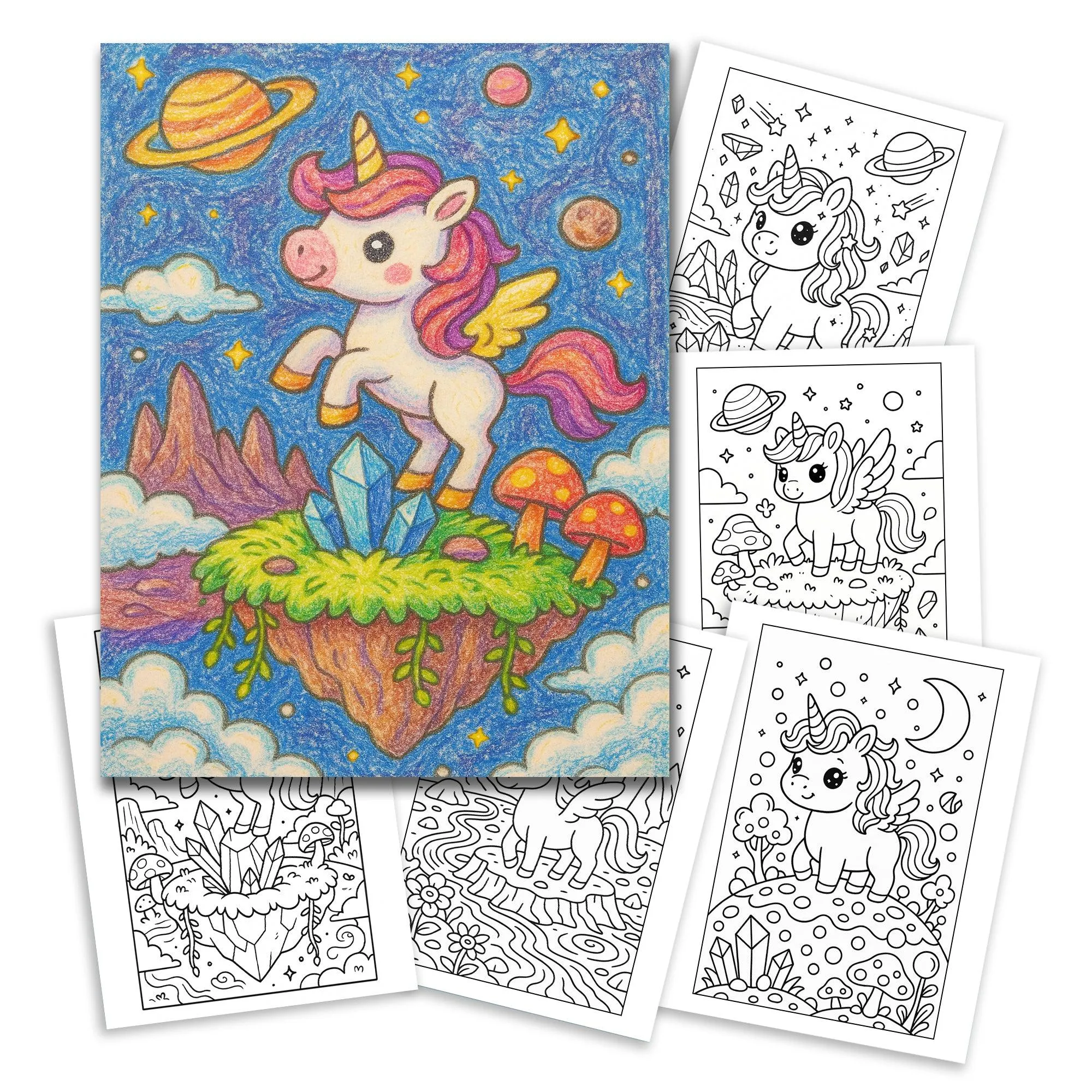 Color the Stars – A Galaxy Unicorn Adventure in Crystals and Cosmos - Unicorn Coloring Book - image 2