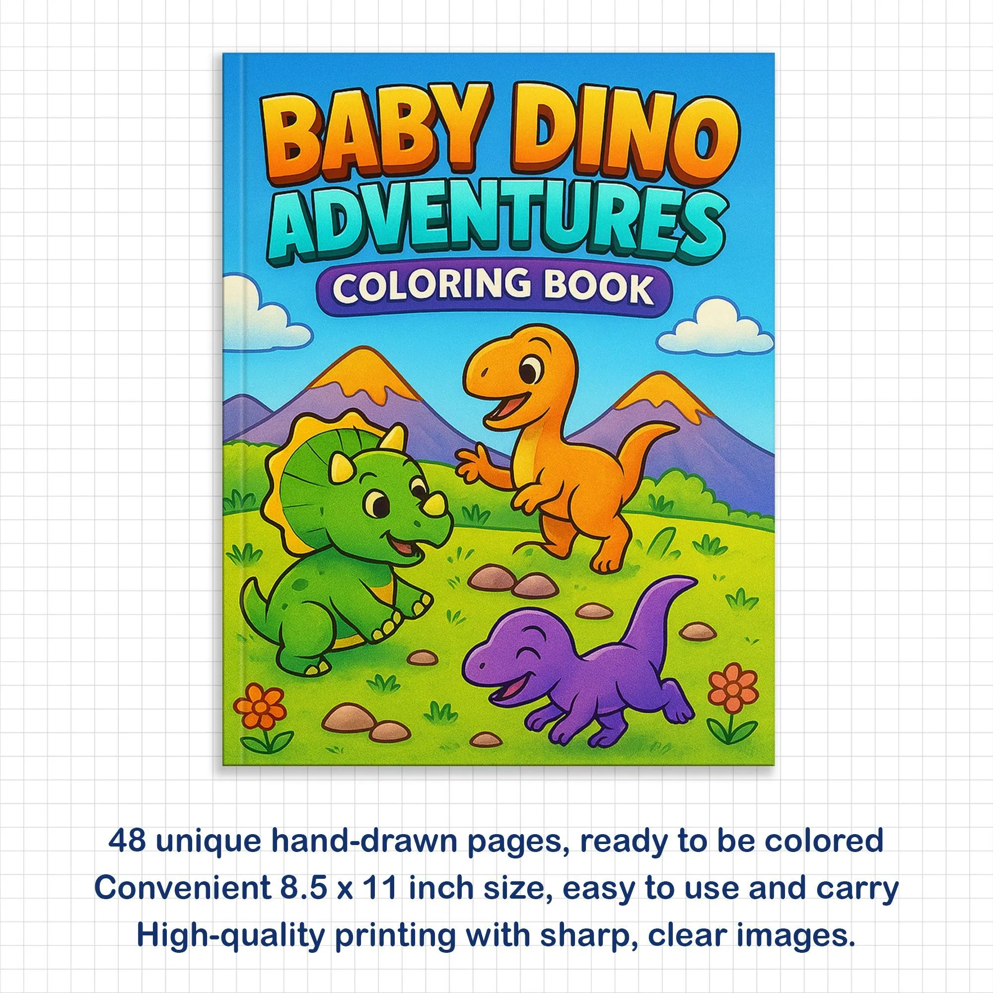 Baby Dino Adventures – Dinosaur Coloring Pages – 48 Pages – Cute, Playful, Prehistoric Fun – For Kids - image 4