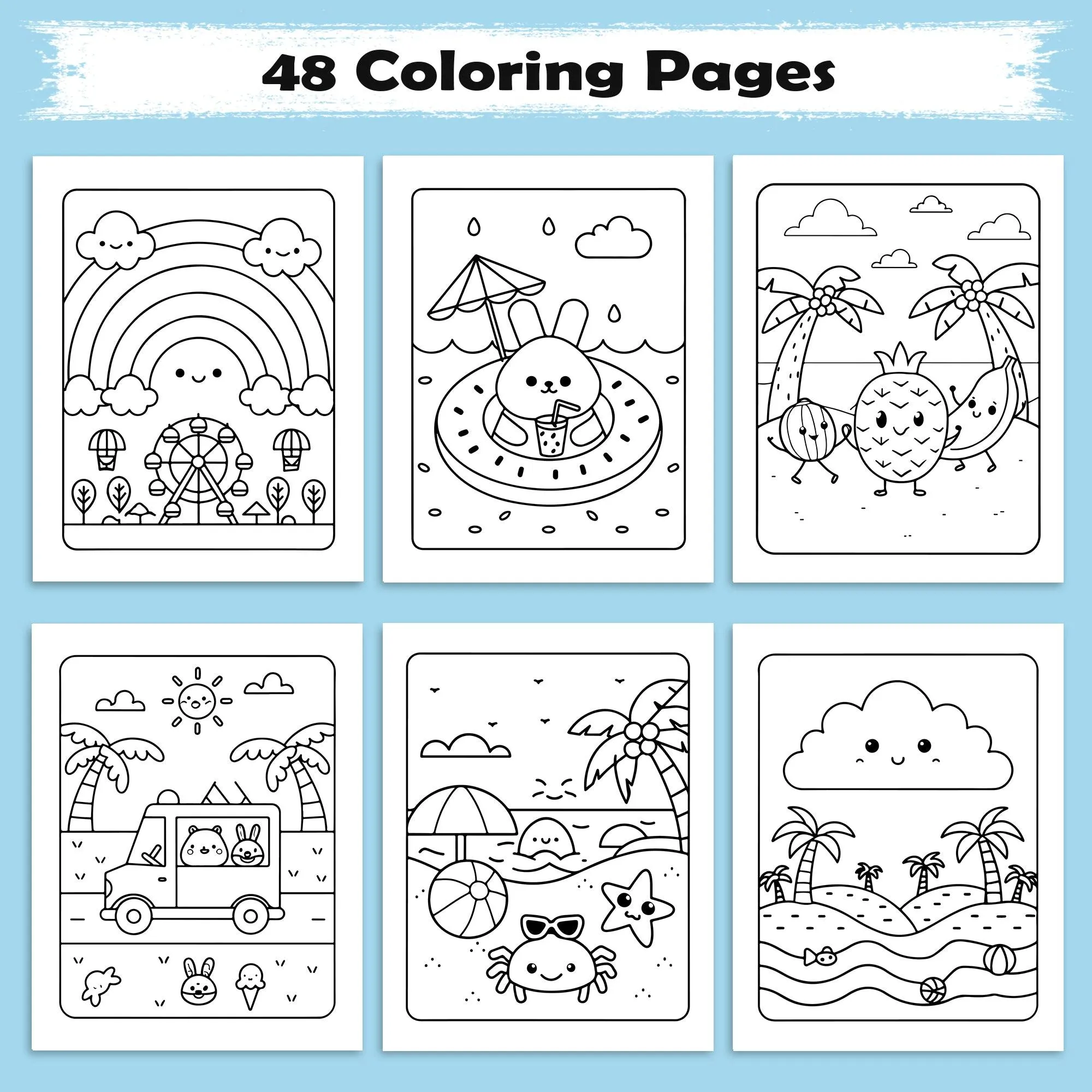 Tropical Joy Hawaii Coloring Pages – 48 Fun and Cute Summer Scenes for Kids - image 2