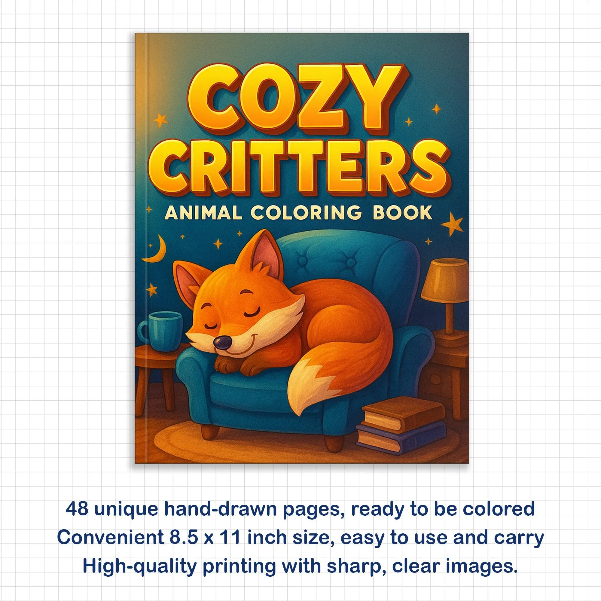 Cozy Critters Coloring Pages – 48 Pages – Cute Animals in Cozy Scenes – For Kids - image 2