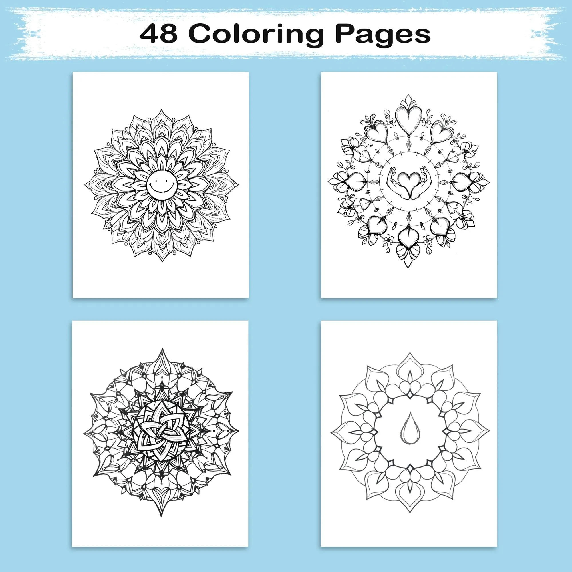 Emotional Mandalas – Mandala Coloring Pages – 48 Pages – Joy, Calm, Gratitude & Reflective Patterns – For Adults - image 2