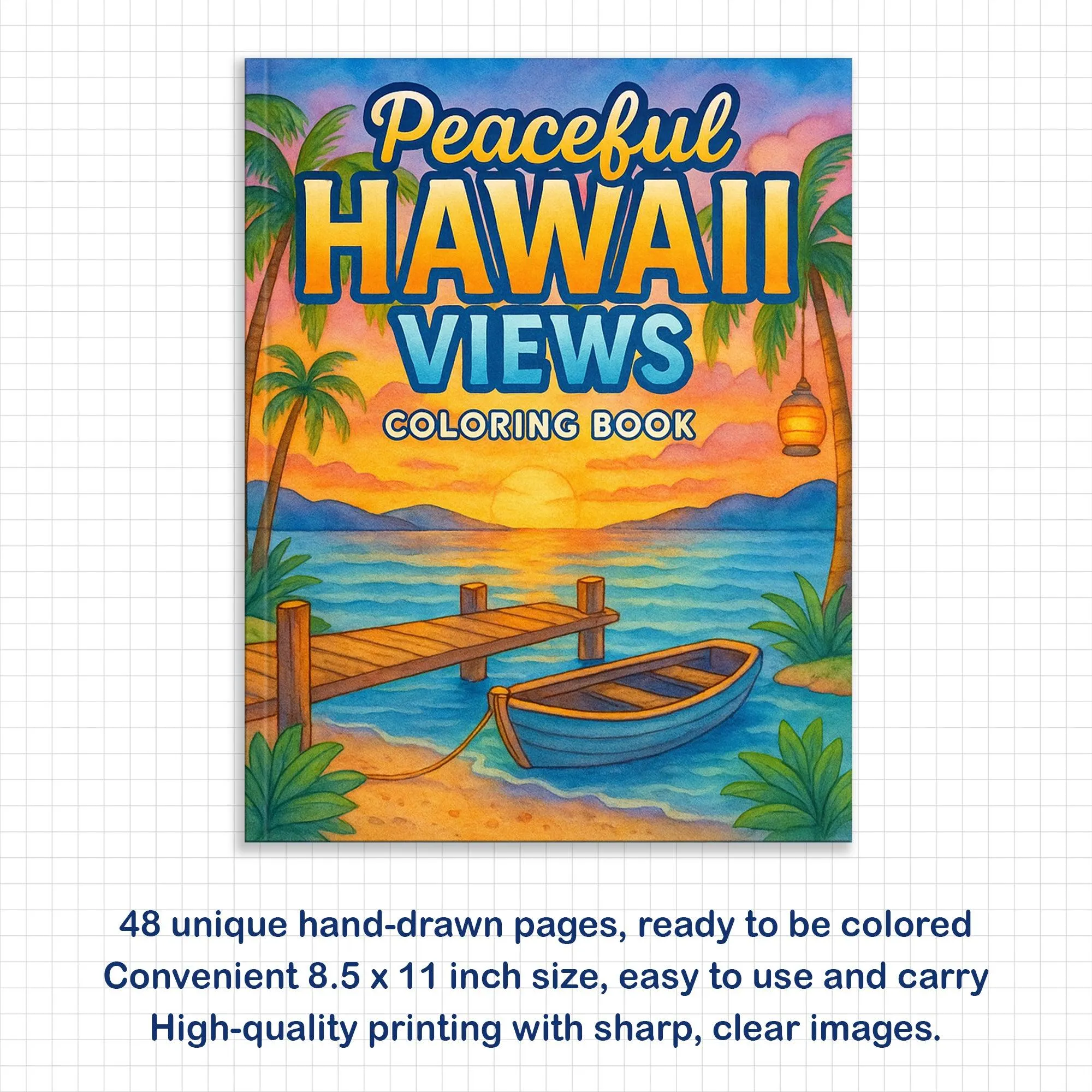 Peaceful Hawaii Views – Hawaii Coloring Pages – 48 Pages – Calming, Scenic, Island Moments – For Adults - image 4