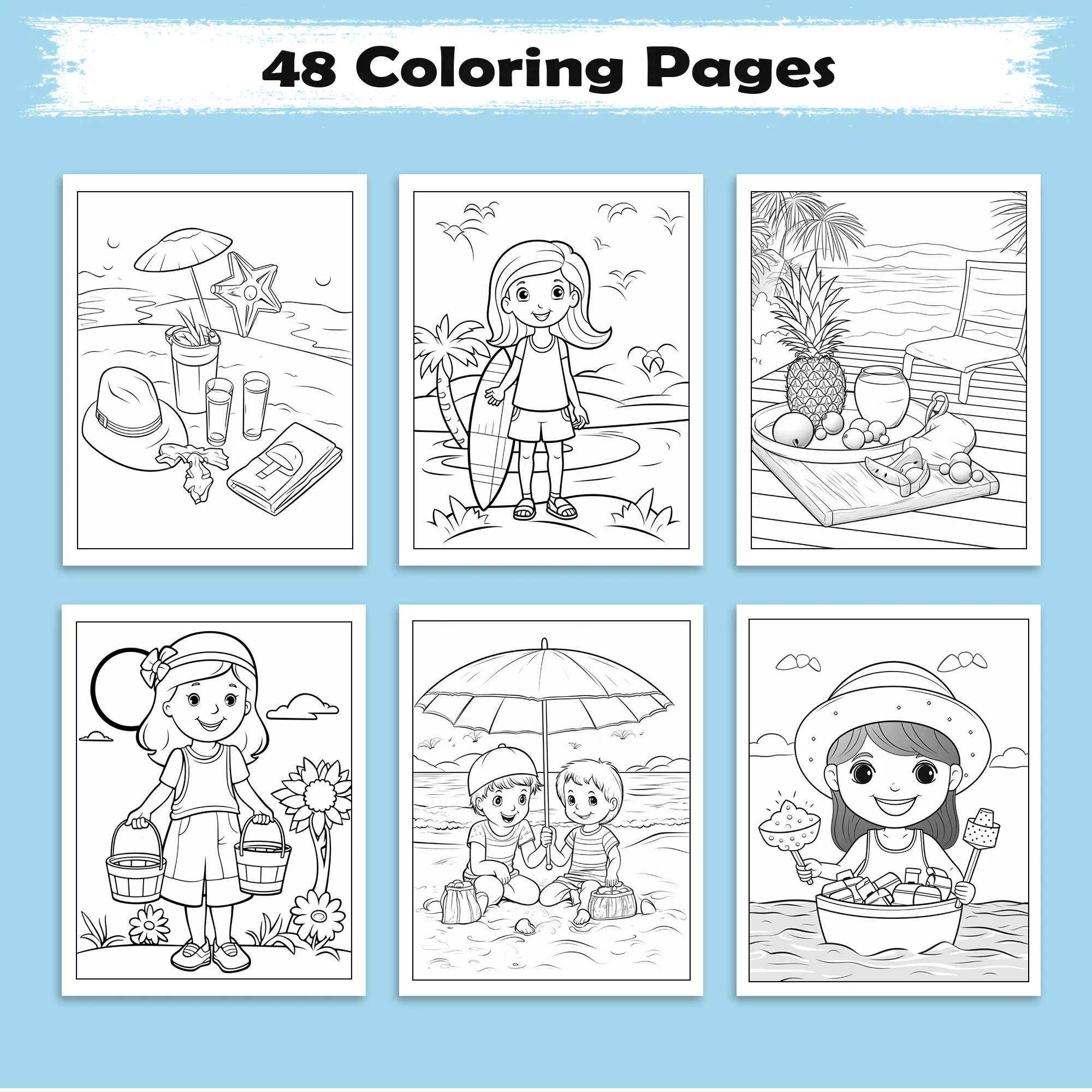 Hawaiian Sunshine Adventures Coloring Pages – 48 Tropical and Beach Scenes for Kids - image 3