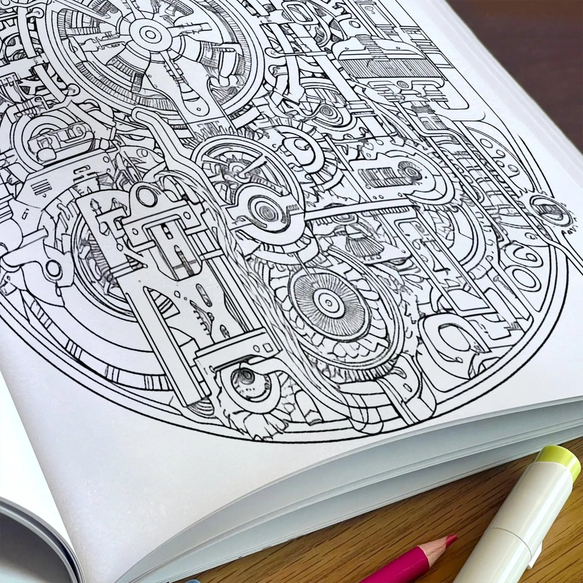 Gears and Pipes Mandala Coloring Pages – 48 Steampunk Machine Patterns for Adults - image 5