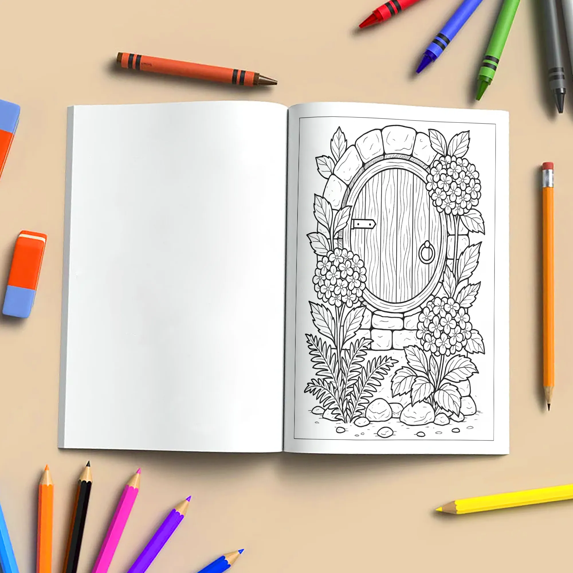 Secret Garden Doors Coloring Pages for Kids – 48 Magical Door Scenes - image 5