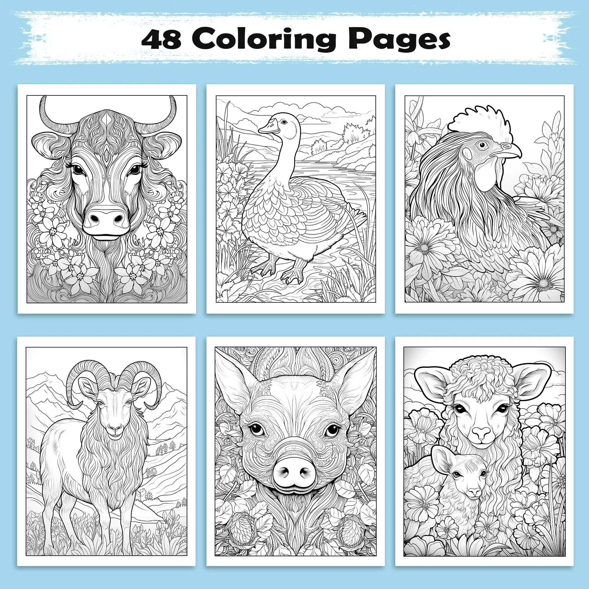 Mandala Farmyard Wonders Coloring Pages – 48 Country Animal Designs for Adults - image 2