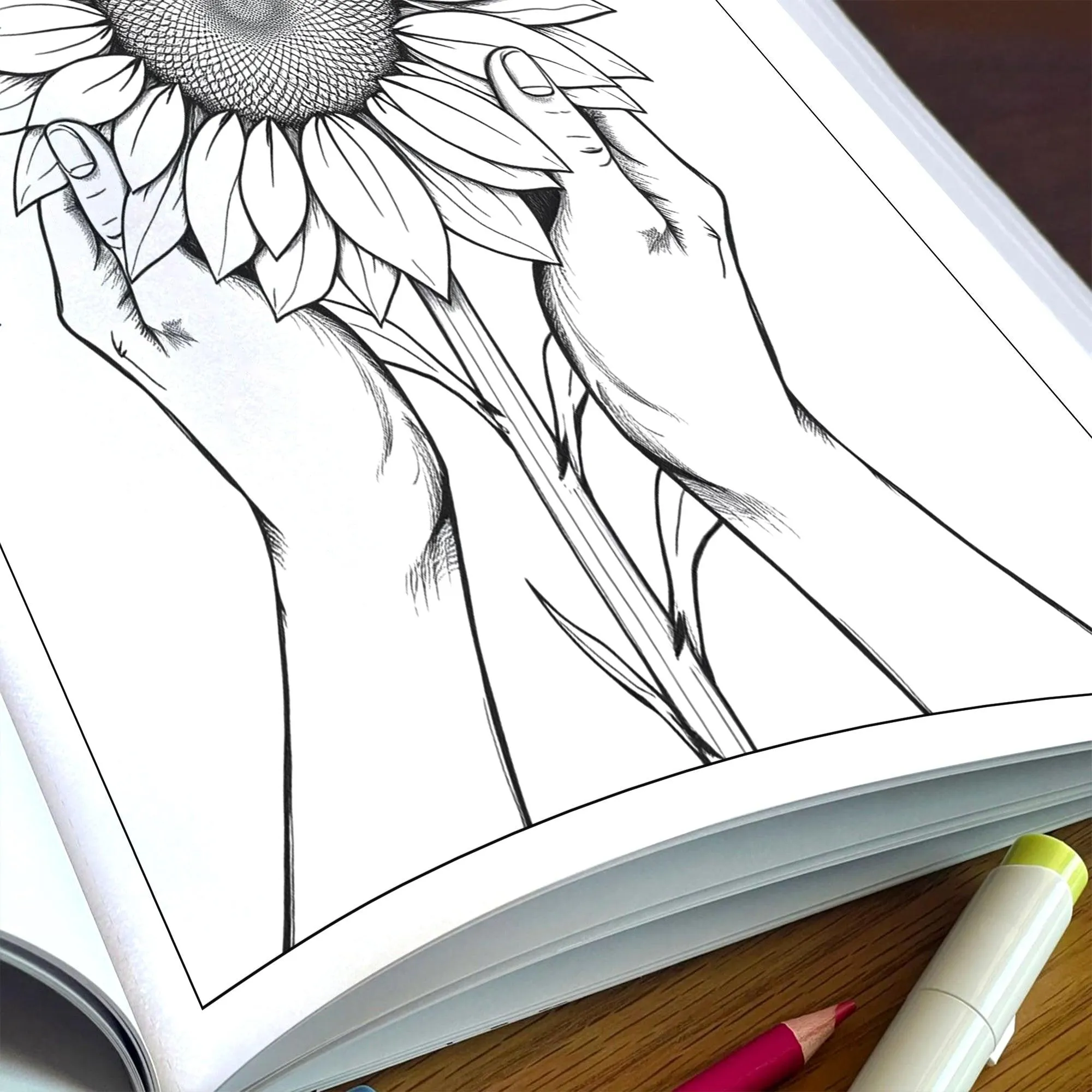 Hands of Bloom – Coloring Pages – 48 Symbolic Floral & Hand Illustrations – For Kids And Adults - image 6