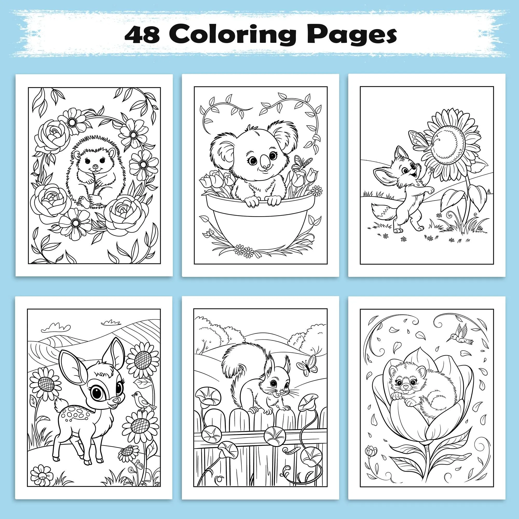 Botanical Bloom Flower Coloring Pages – 48 Floral Line Art Designs for Adults - image 2