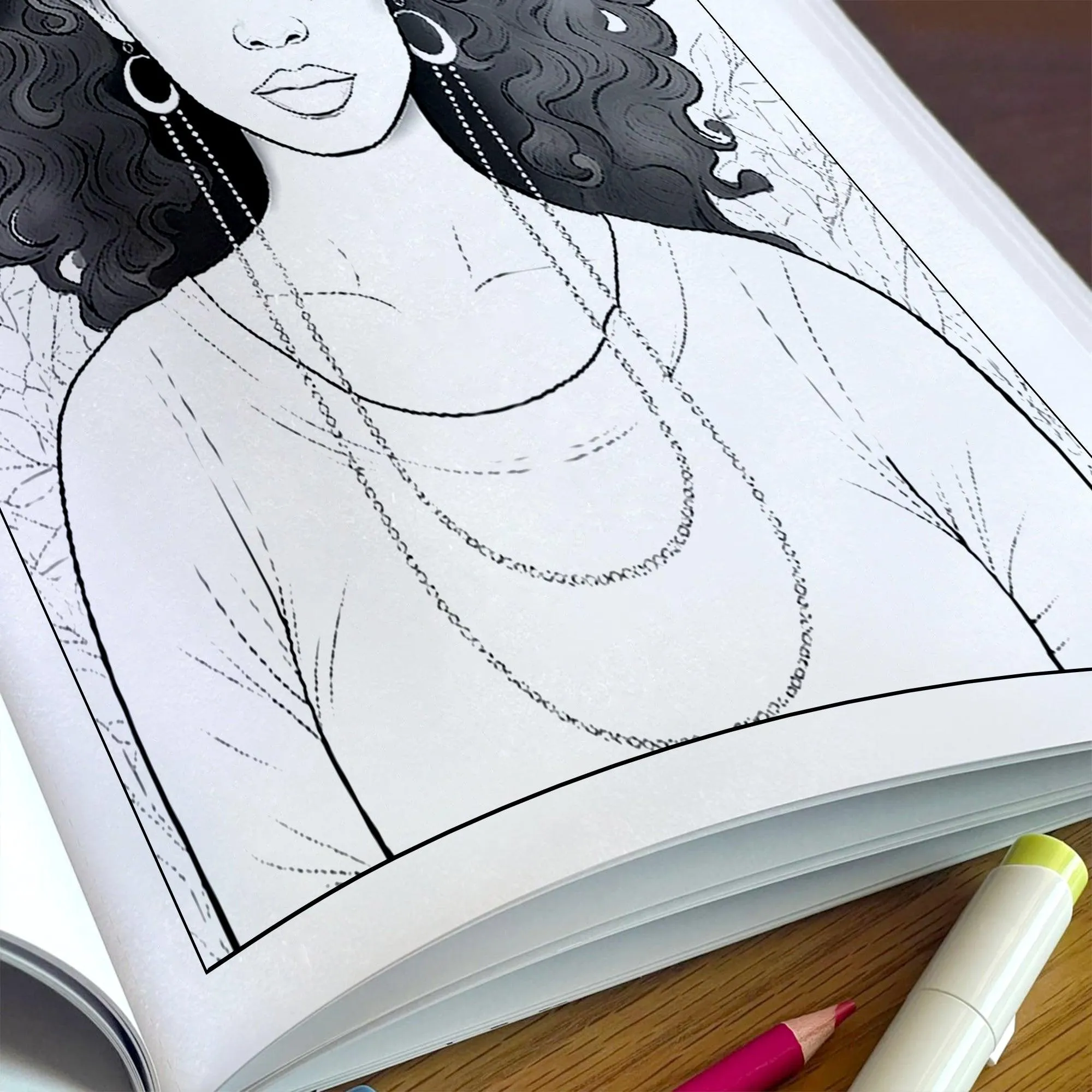 Blossom Queens Coloring Pages – 48 Floral Portraits of Black Women for Adults - image 5