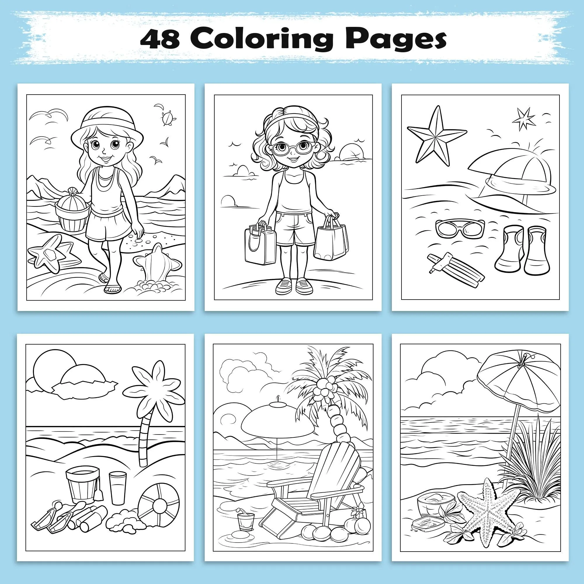 Aloha Beach Fun Coloring Page – 48 Pages – For Kids - image 3