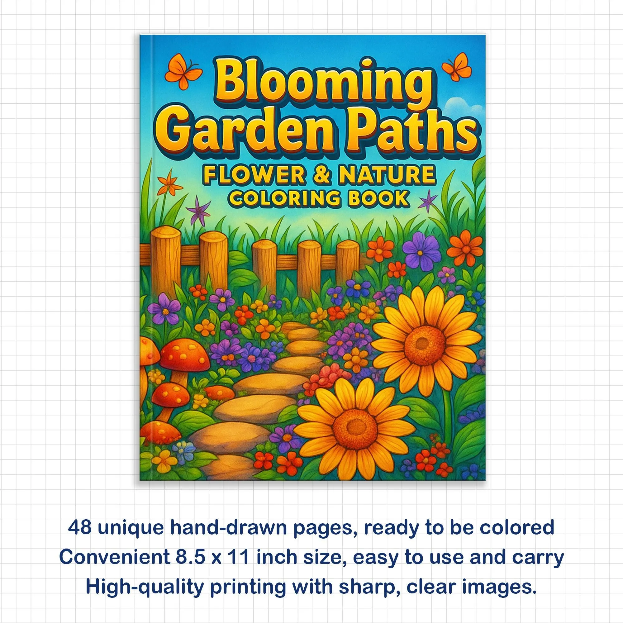Blooming Garden Paths Coloring Pagesβ 48 Pages β Beautiful Flowers, Stone Paths, Wooden Fence β For Adults - image 2