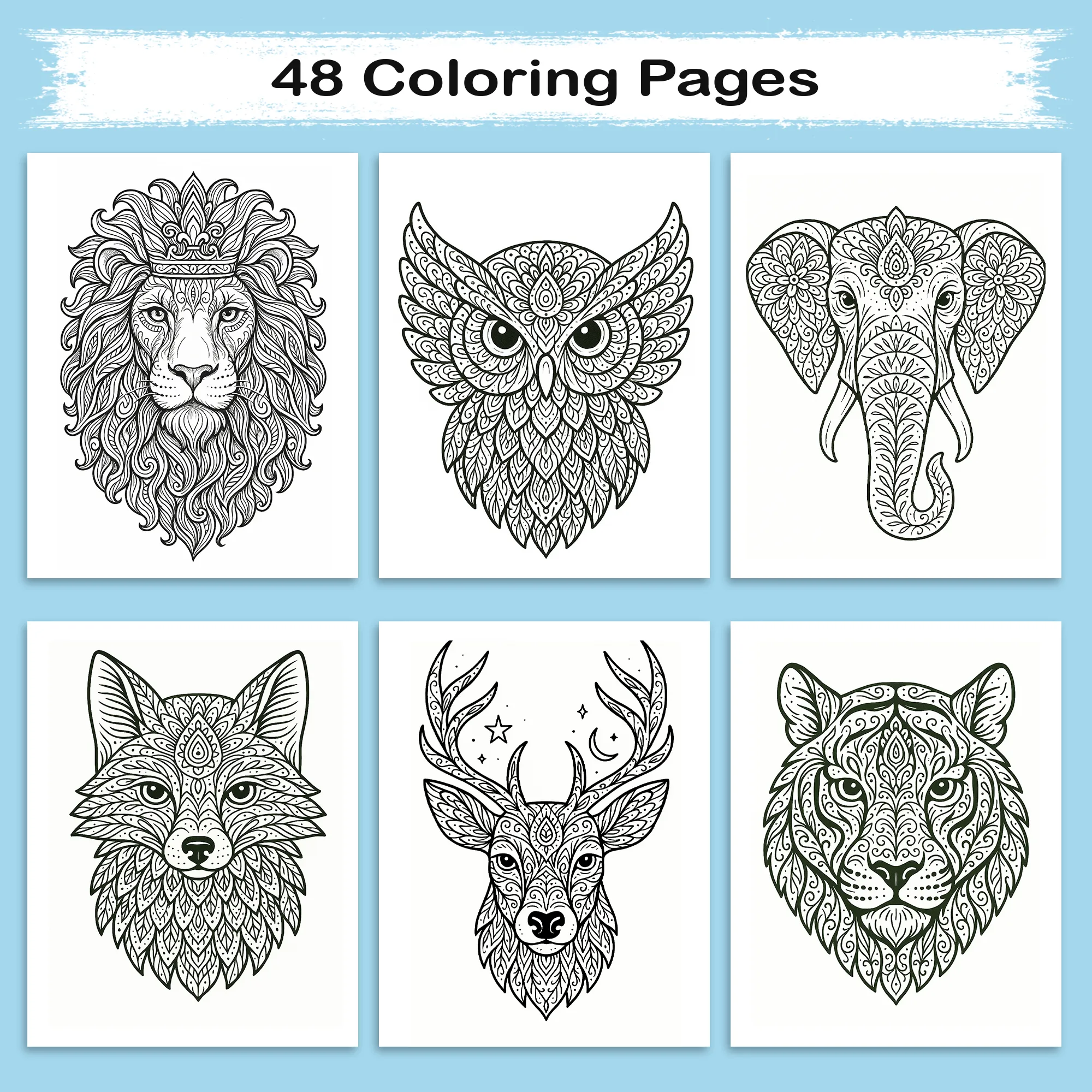 Forest Spirits Coloring Book - Animal Mandalas for Mindfulness and Relaxation - image 4