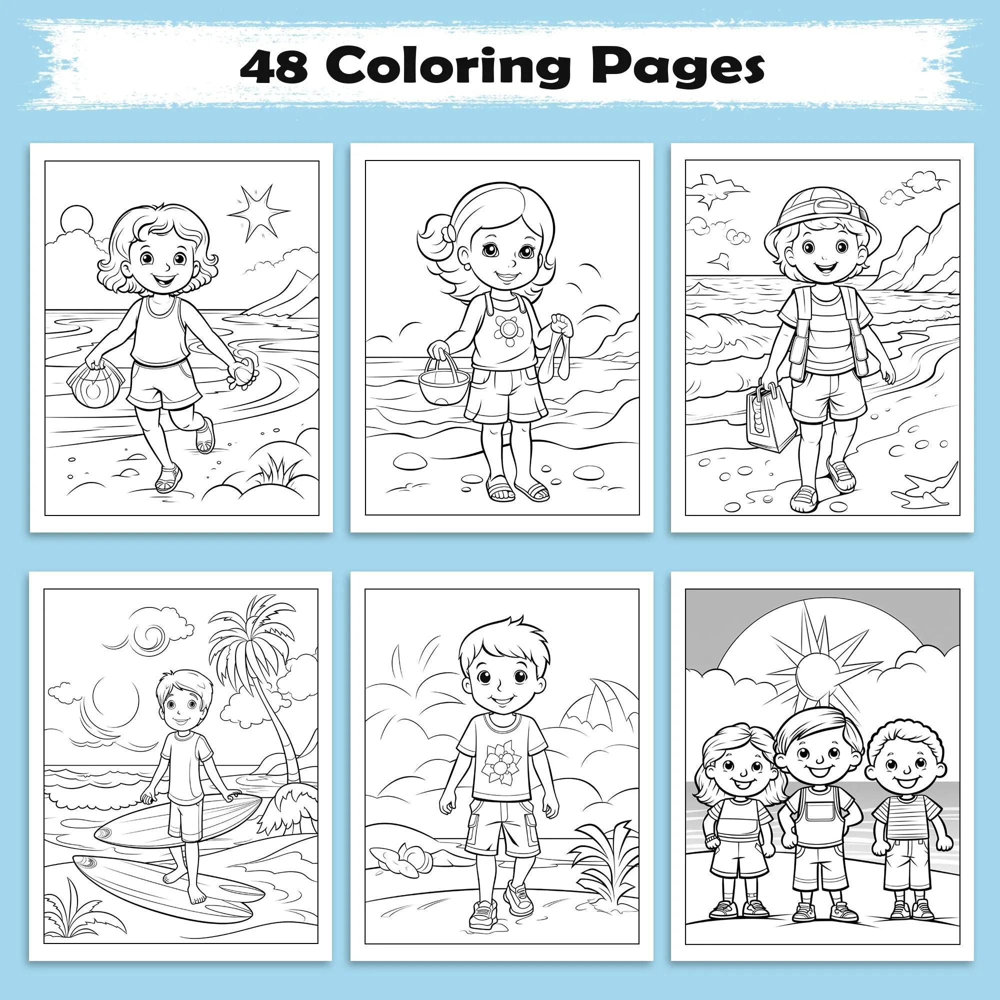 Little Explorers in Hawaii Coloring Pages �� 48 Tropical Beach Scenes for Kids - image 2