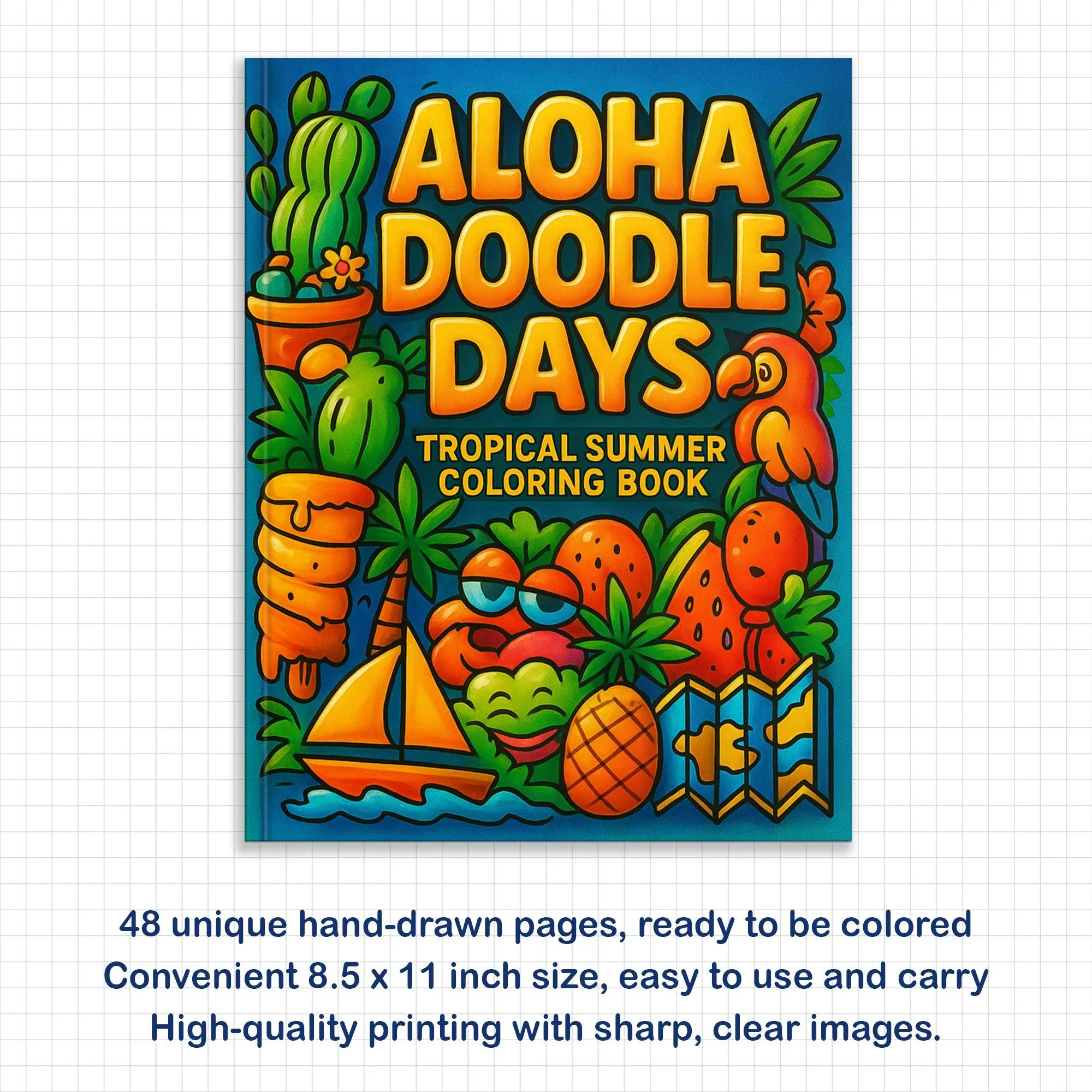 Aloha Doodle Days – Hawaii Coloring Pages – 48 Summer Vacation Scenes – For Kids - image 2