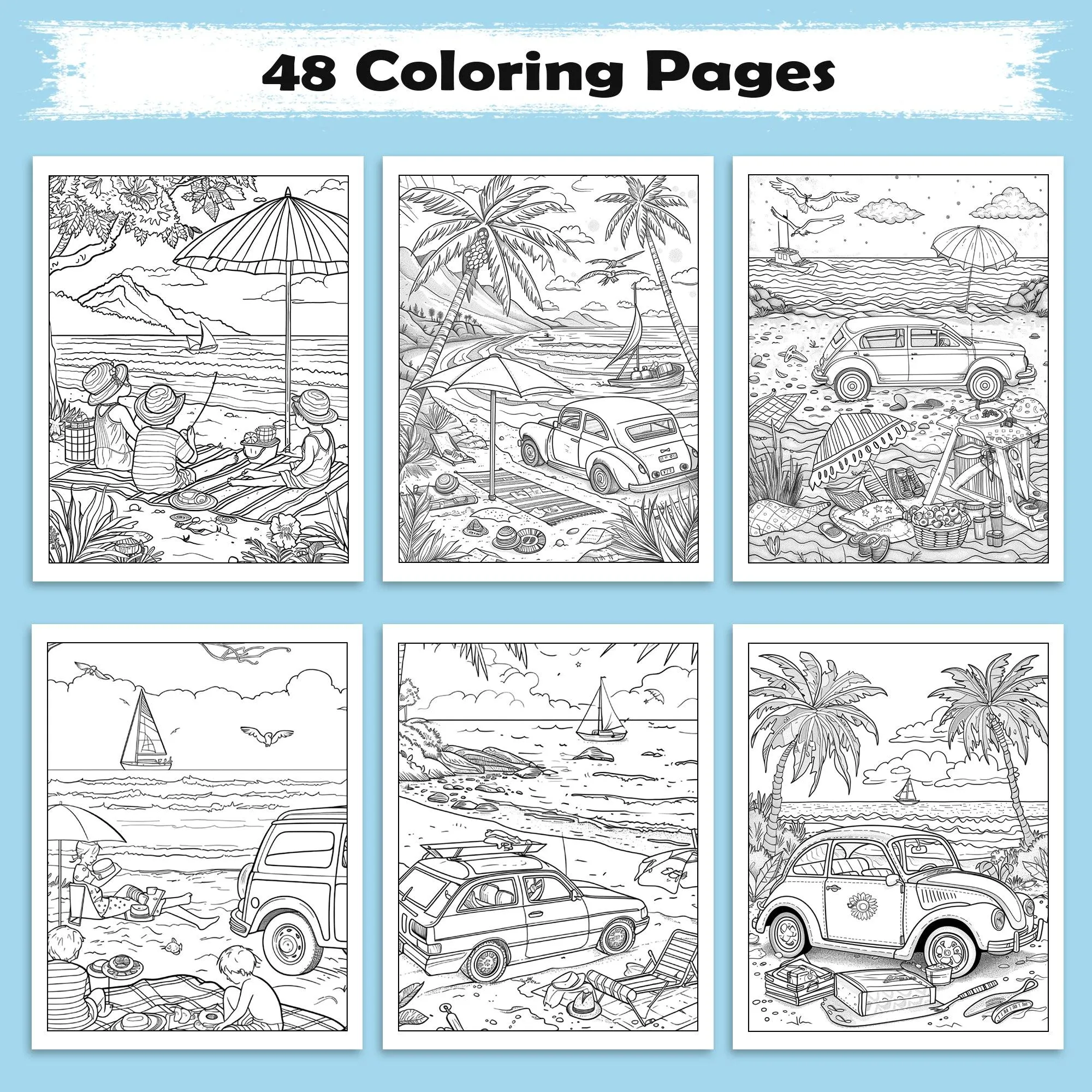 Coastal Days in Hawaii – Hawaii Coloring Pages – 48 Pages – Scenic, Calm, Summer Vibes – For Adults - image 2