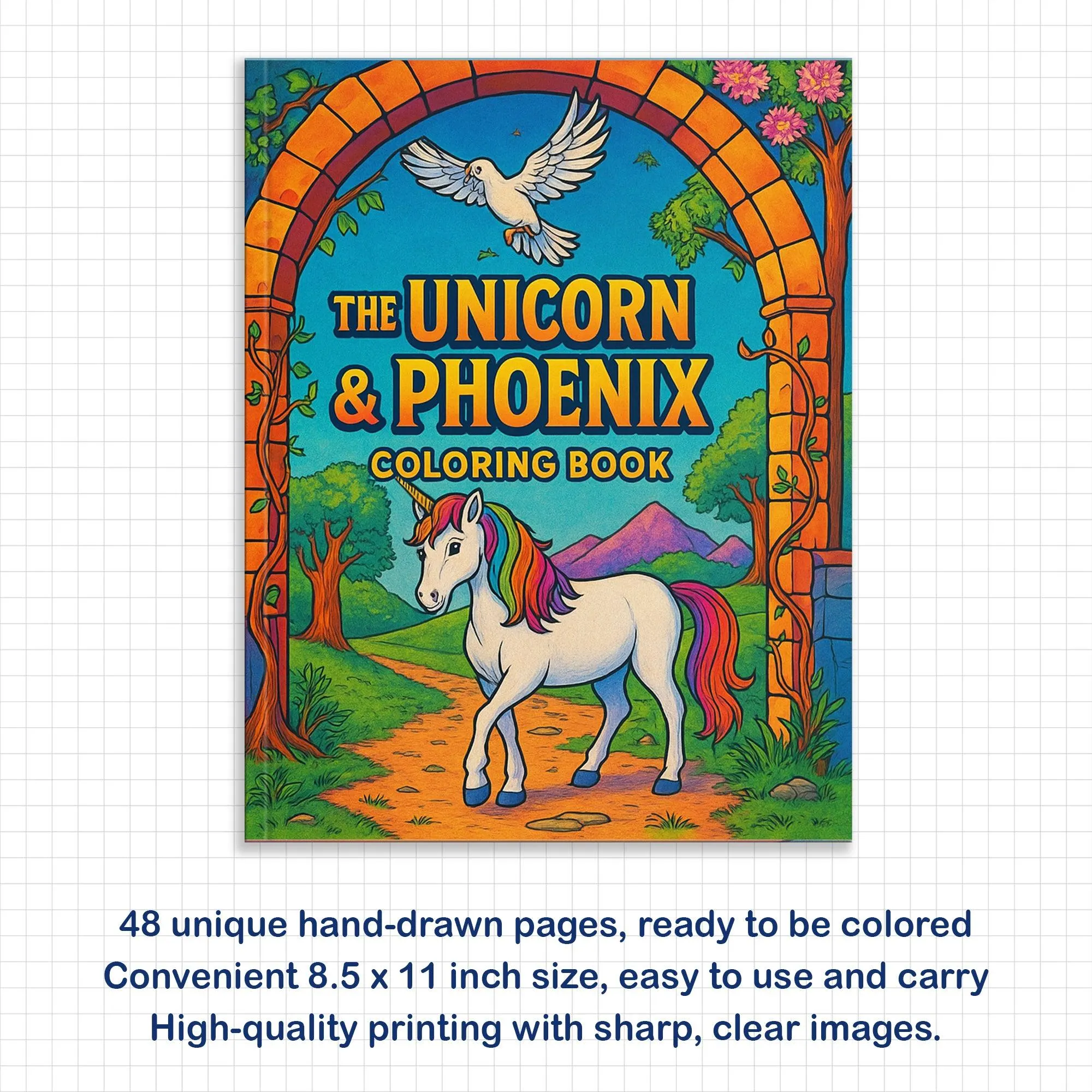 The Unicorn & Phoenix – Coloring Pages – 48 Mythical Journey Scenes – For Kids and Adults - image 4