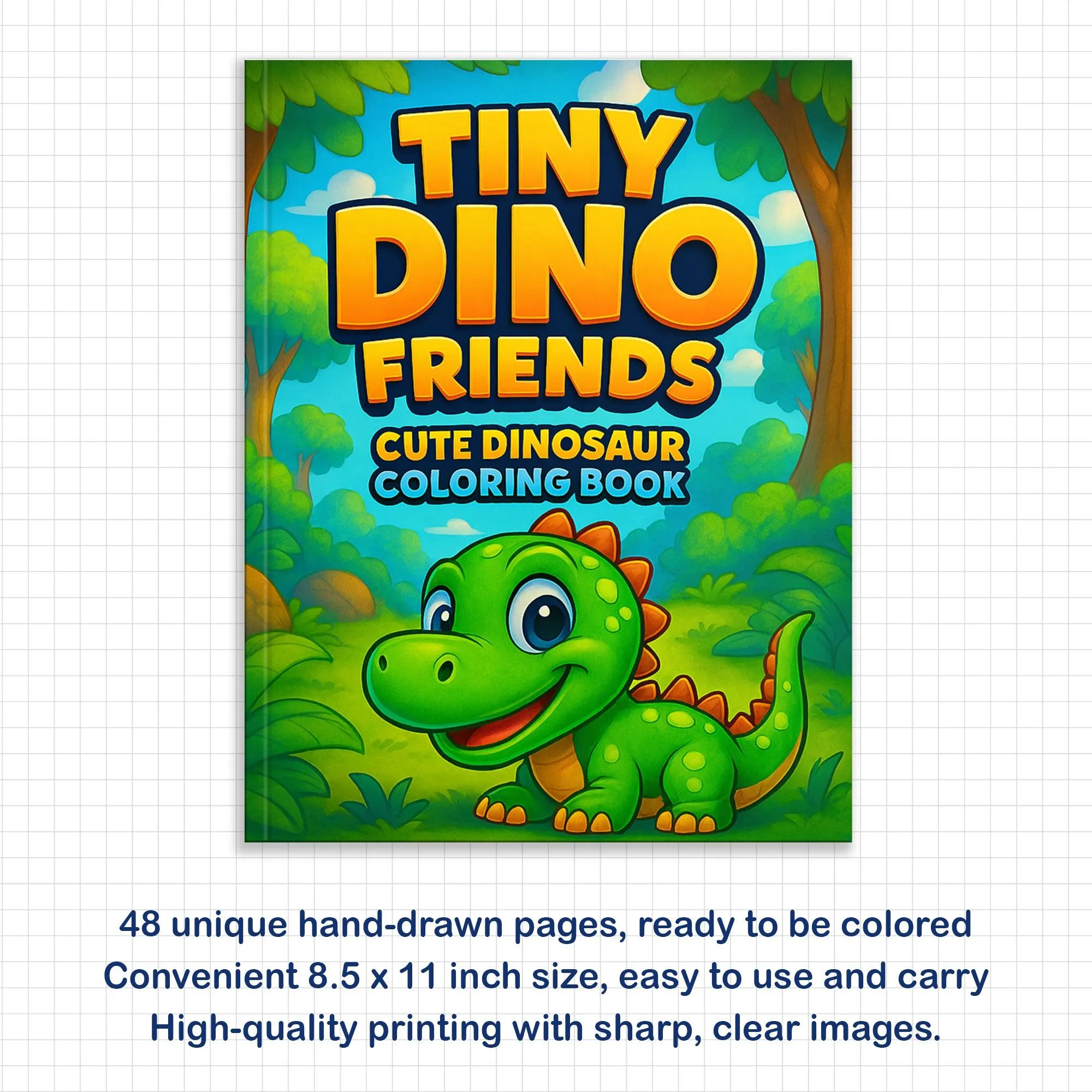 Tiny Dino Friends – Cute Dinosaur Coloring Pages – 48 Pages – Adorable Jurassic Creatures – For Kids - image 2