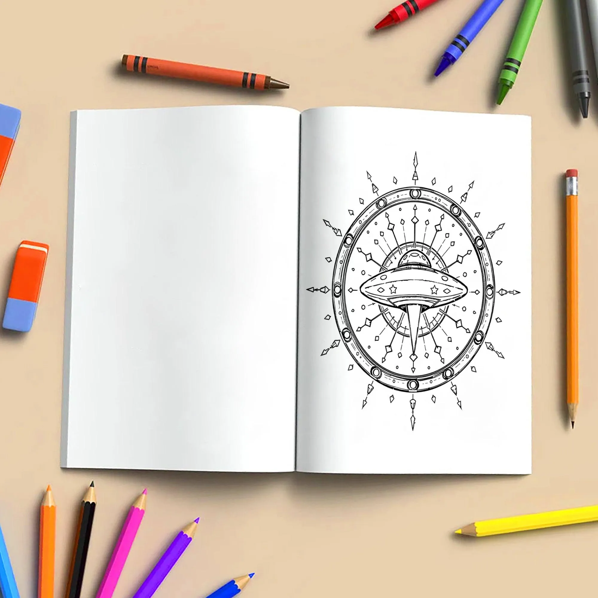 Galactic Mandalas – Mandala Coloring Pages – 48 Pages – UFOs, Aliens, Meteors & Cosmic Symbols – For Adults - image 4
