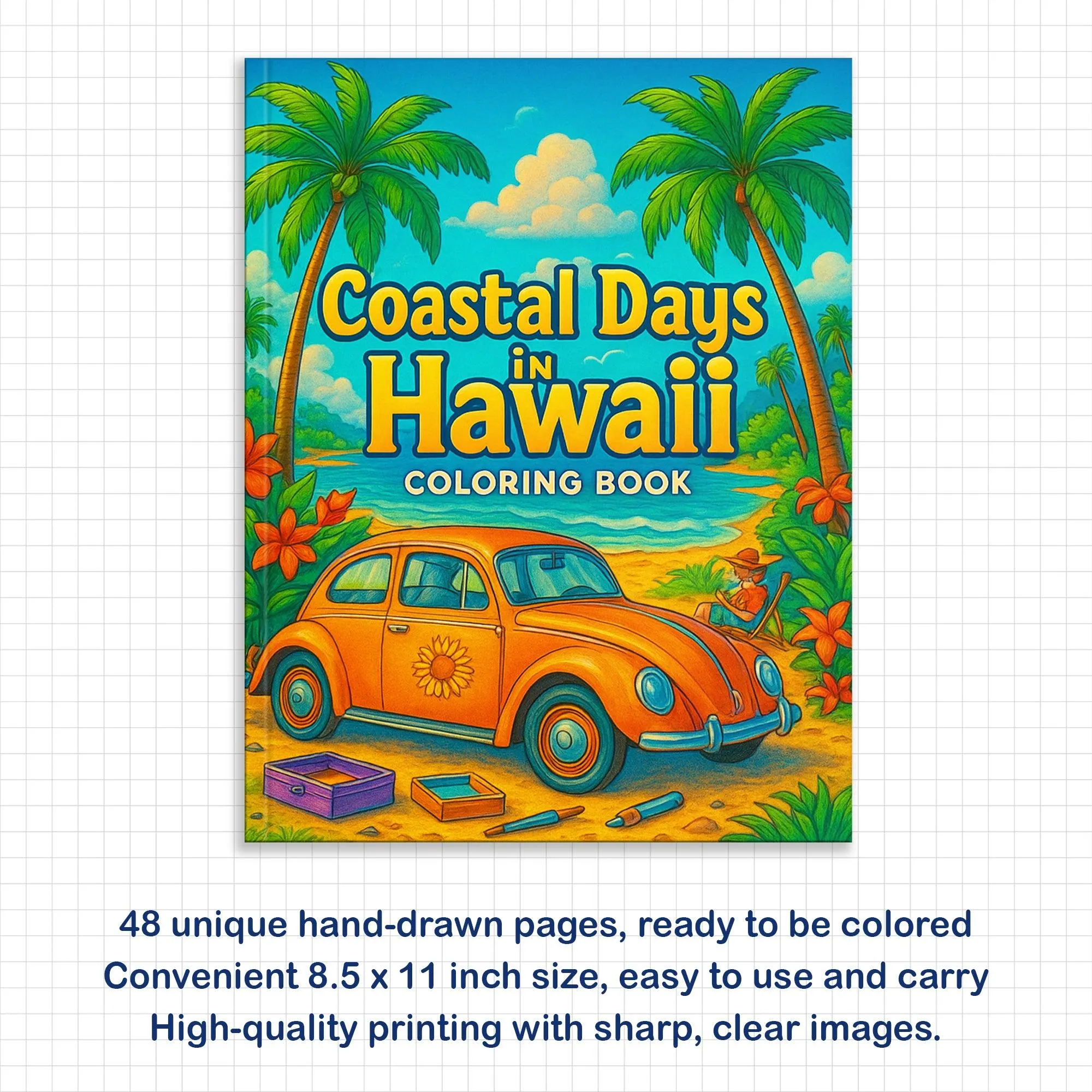 Coastal Days in Hawaii – Hawaii Coloring Pages – 48 Pages – Scenic, Calm, Summer Vibes – For Adults - image 3