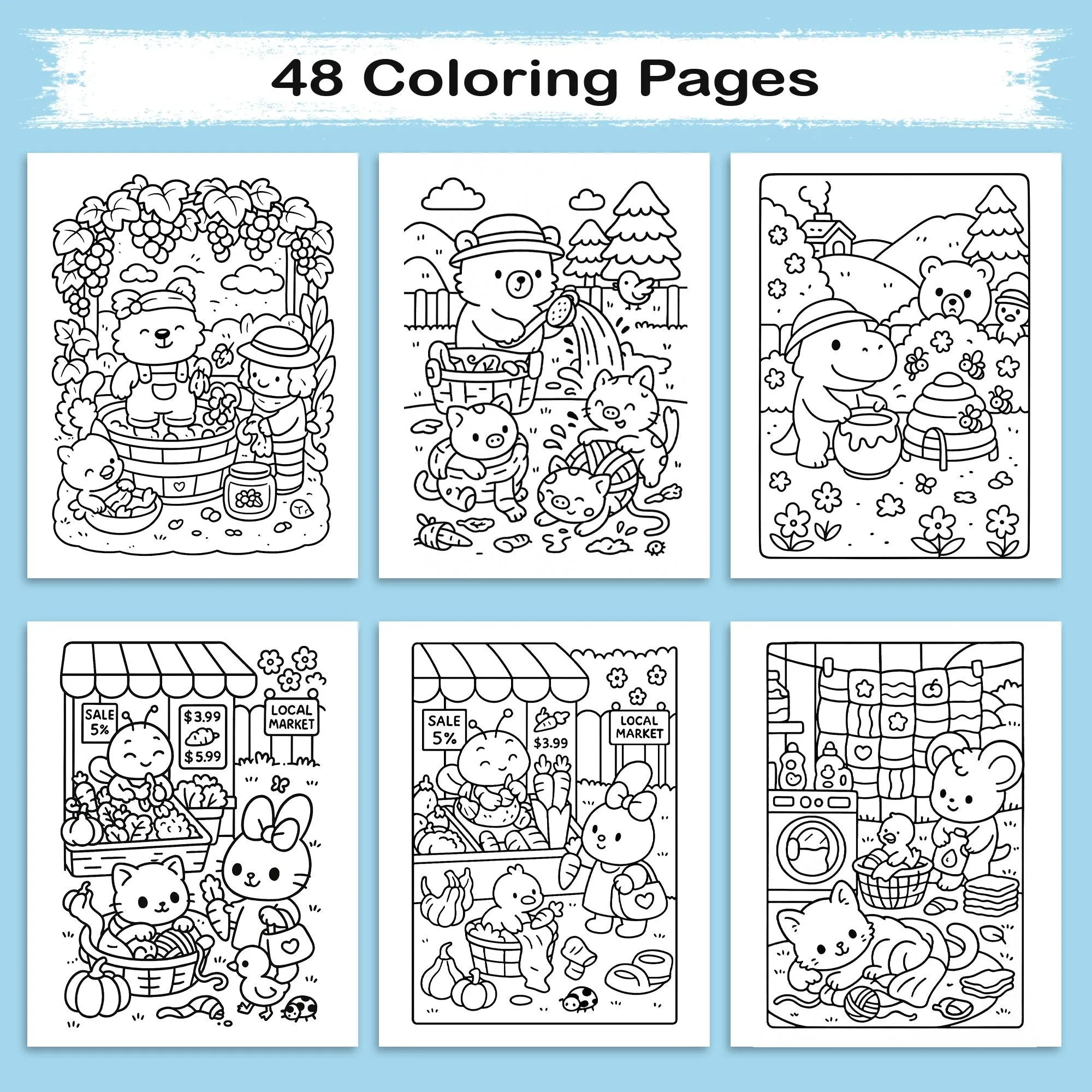 Cozy Farm Life: A Kawaii Coloring Book - Super Cute Animal Characters - image 4