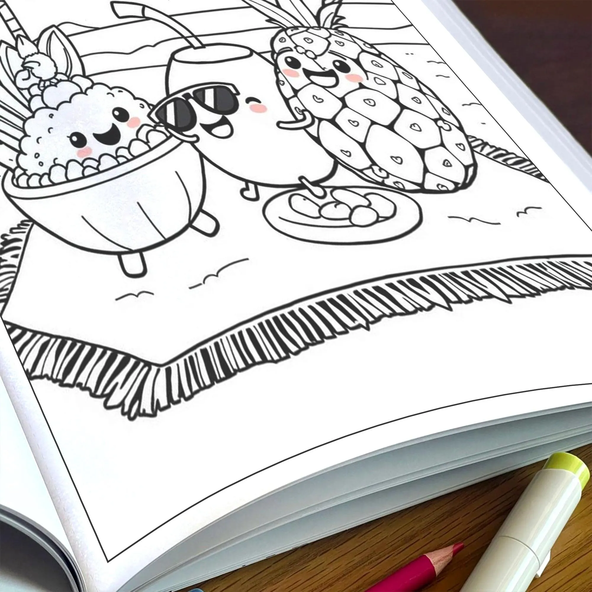 Kawaii Hawaii Treats Coloring Pages – 48 Cute Tropical Snack Illustrations for Kids - image 5