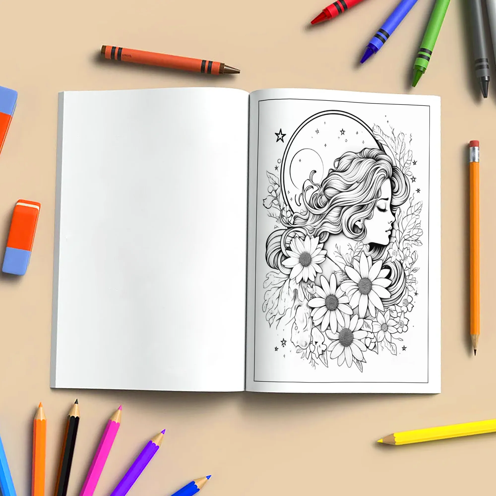 Moonlit Petals – Flower and Moon Coloring Pages – 48 Pages – Feminine, Magical, Nature-Inspired Beauty – For Adults - image 4