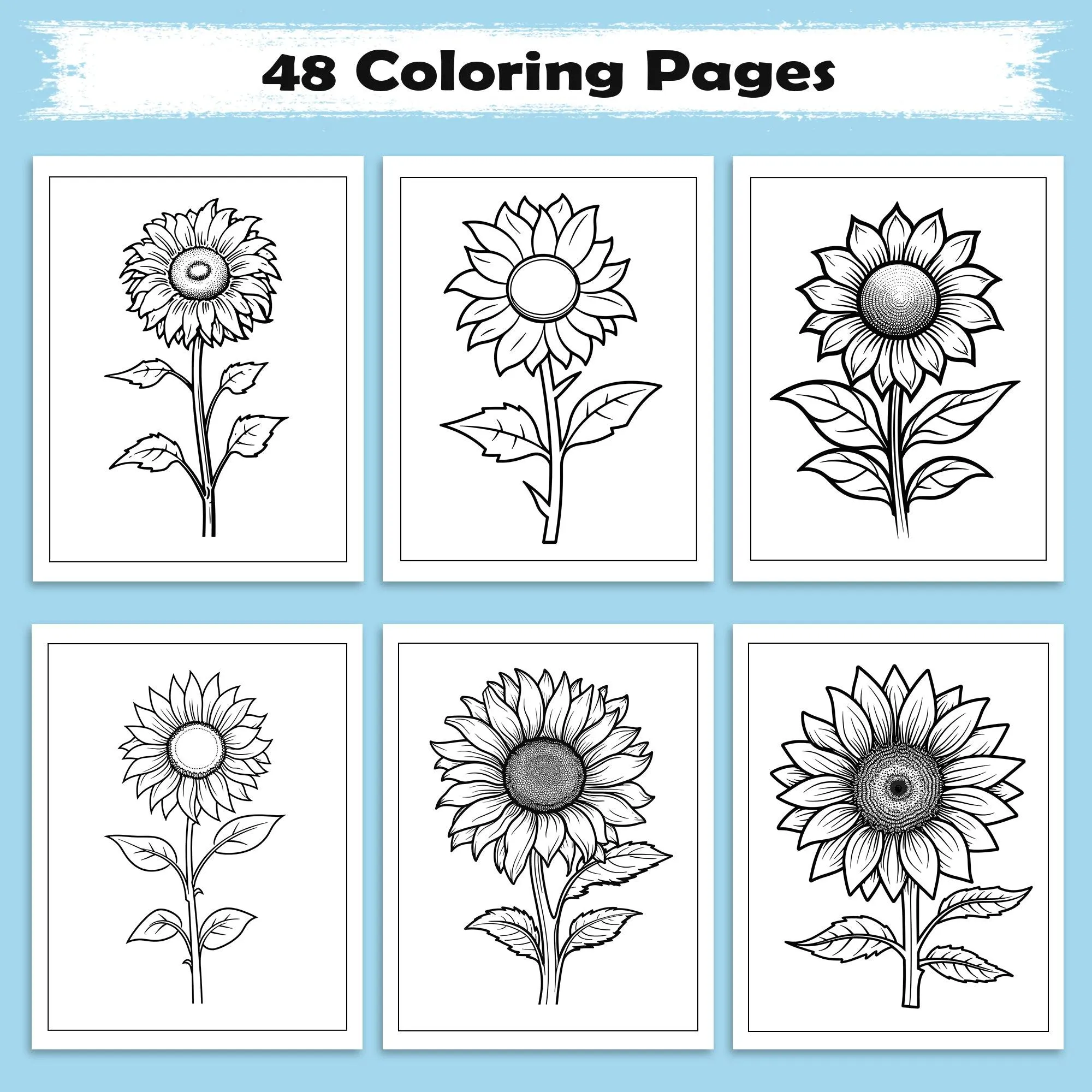 Sunlit Blooms Flower Coloring Pages – 48 Hand-Drawn Floral Designs for Adults - image 2