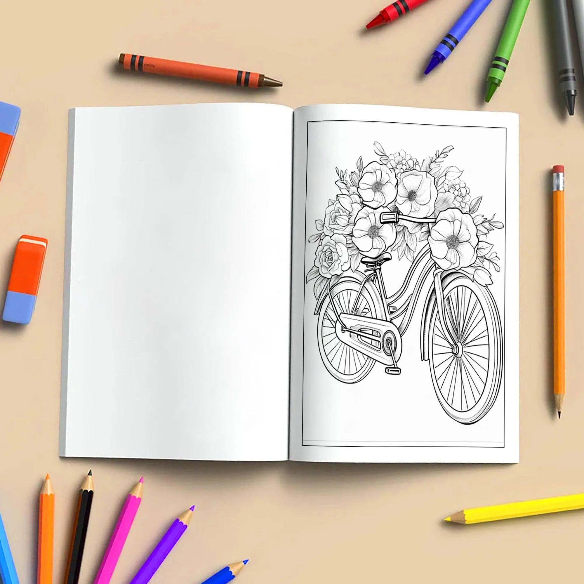 Bicycle Blossoms Coloring Pages – 48 Beautiful Bike & Floral Sheets – For Adults - image 4