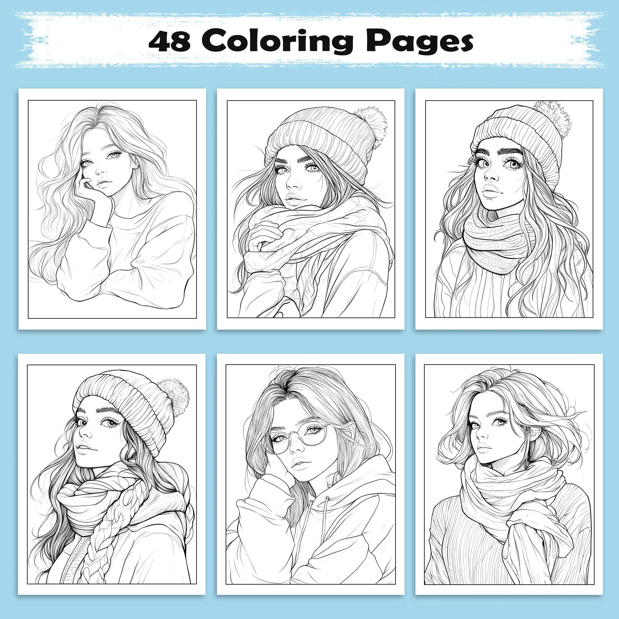 Cozy Charm Coloring Pages – 48 Relaxing Portrait Designs for Adults - image 2