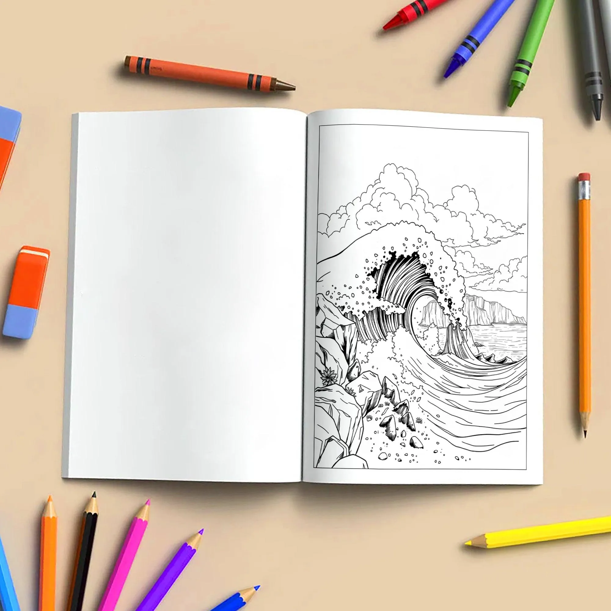 Waves & Villages of Hawaii Coloring Pages – 48 Peaceful Island Scenes with Canoes & Ocean Views - For Adults - image 5