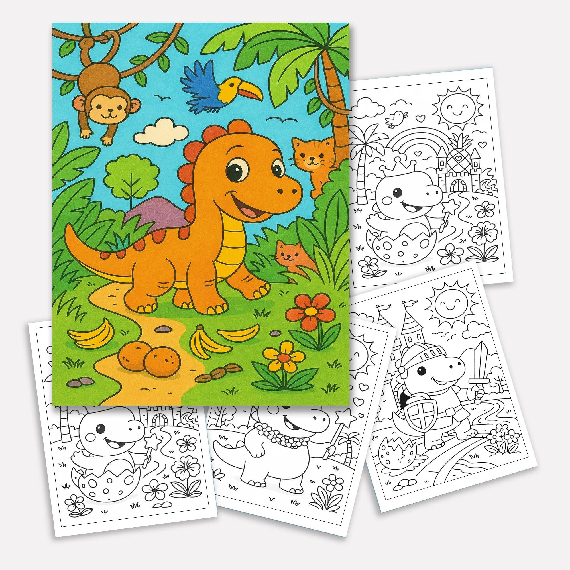 Dino Magic Kingdom Coloring Pages – 48 Pages – Fun, Fantasy-Filled, Prehistoric Adventures – For Kids - image 2
