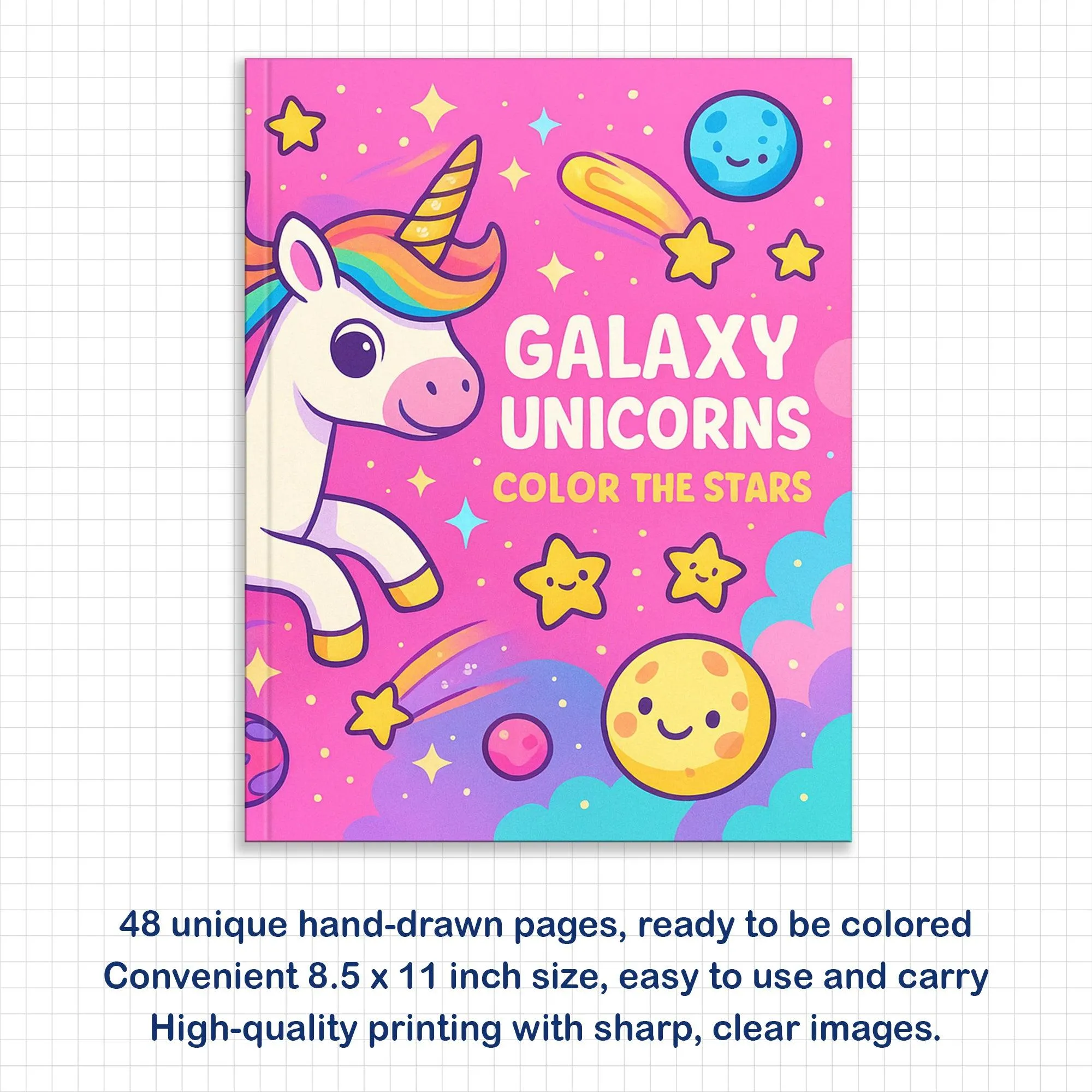 Color the Stars – A Galaxy Unicorn Adventure in Crystals and Cosmos - Unicorn Coloring Book - image 3