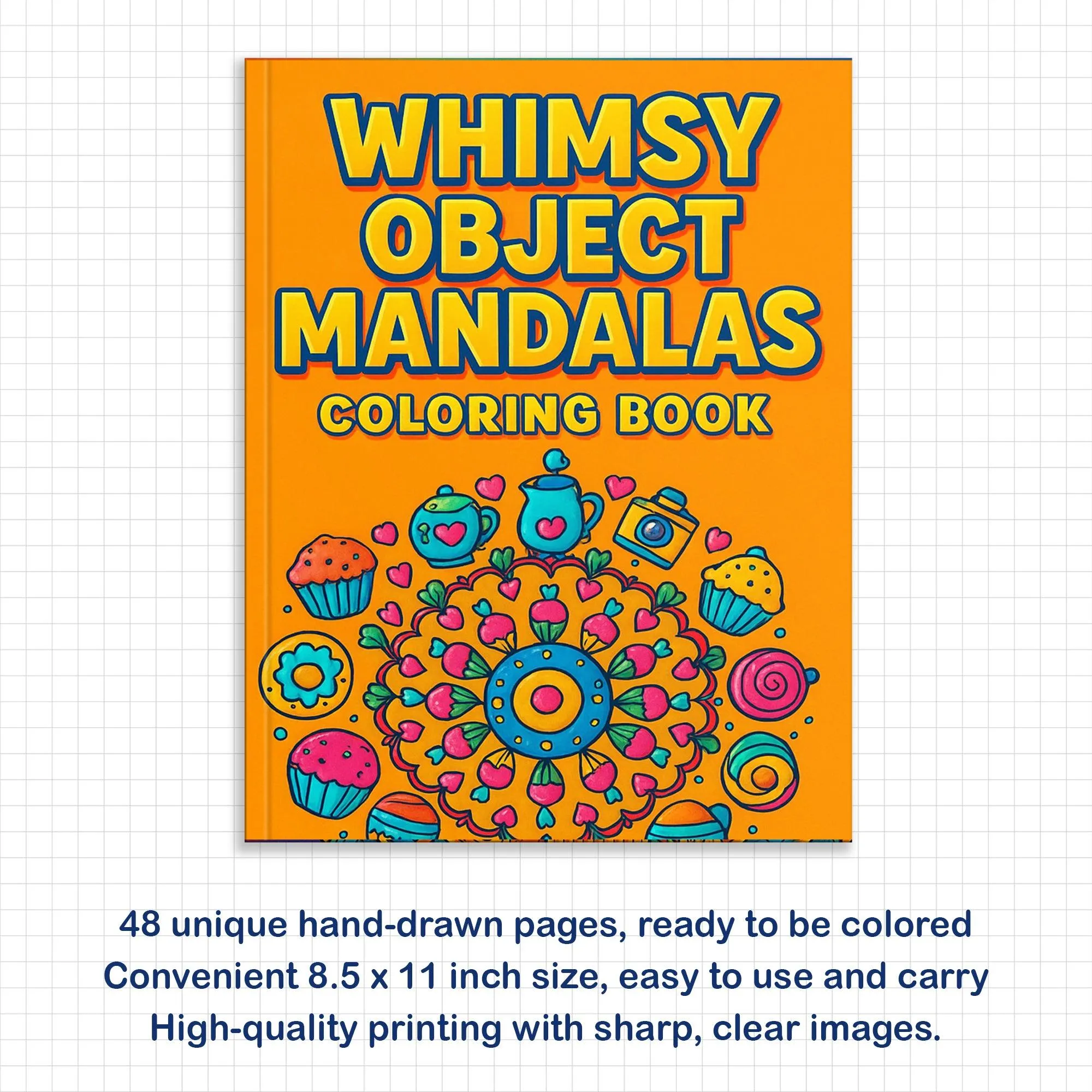 Whimsy Object Mandalas – Mandala Coloring Pages – 48 Pages – Donuts, Teacups, Cats & Cute Surprises – For All Ages - image 3